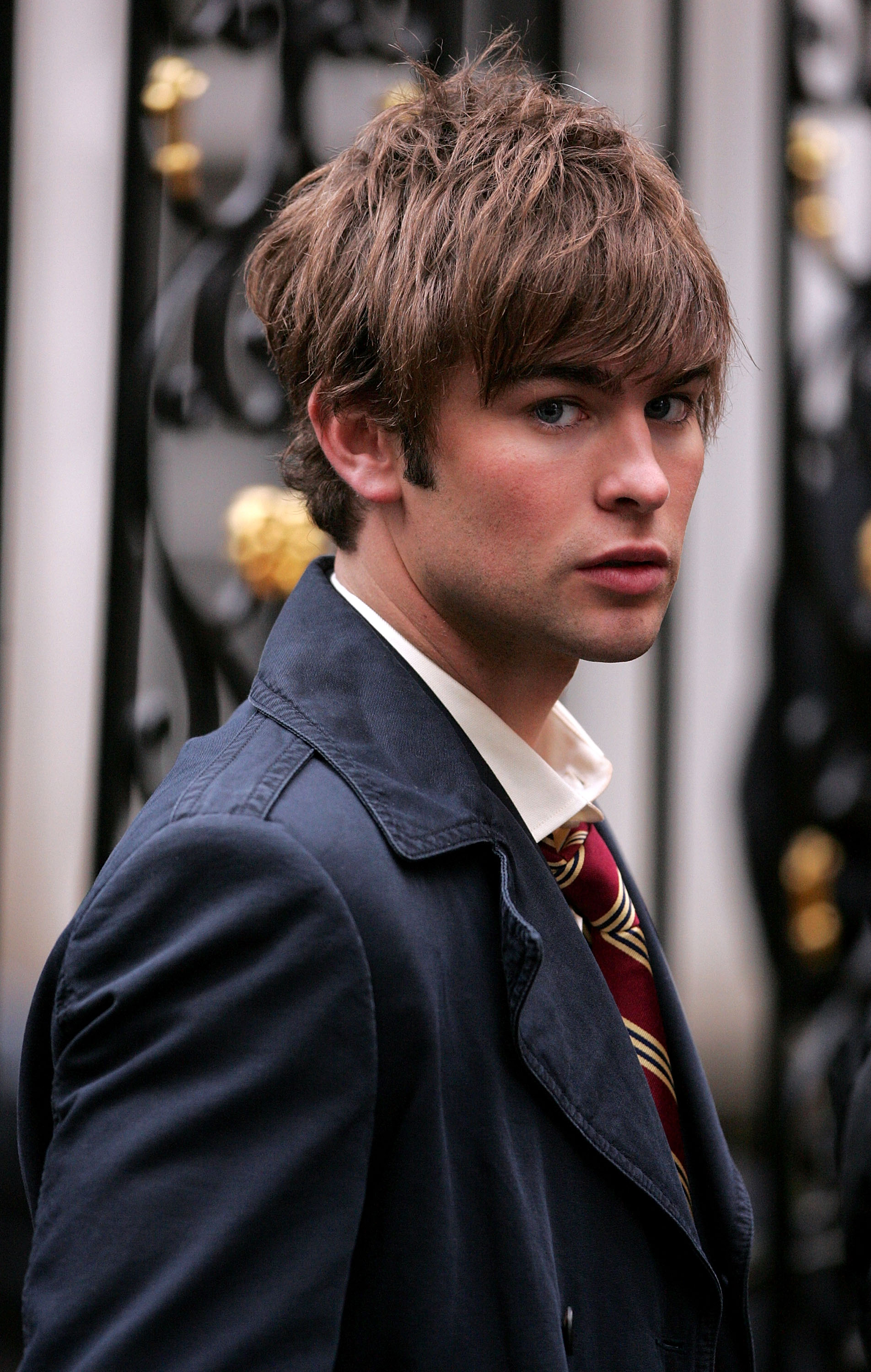 Chase Crawford on the set of 'Gossip Girl' as Nate Archibald in 2007