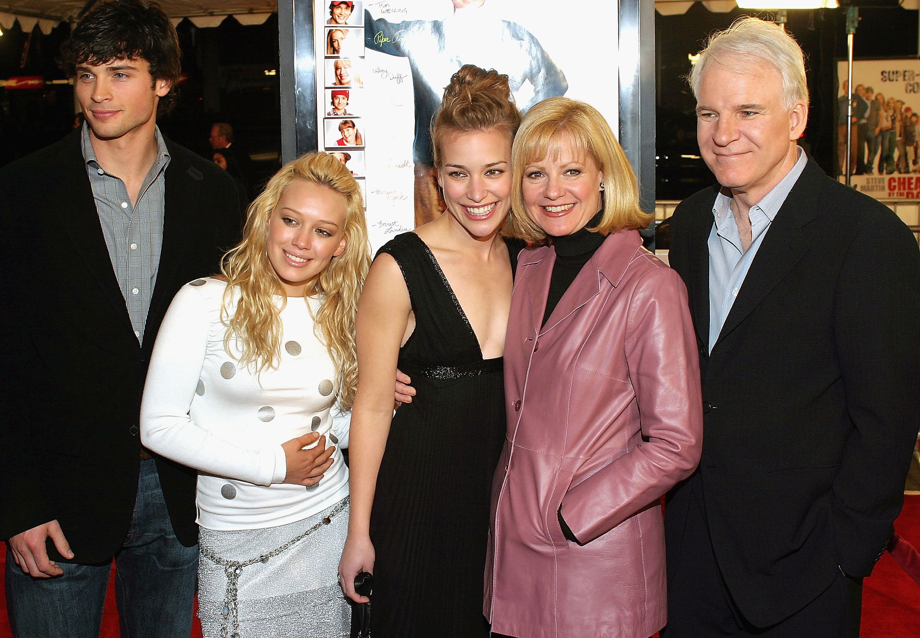 Actors Tom Welling, Hilary Duff, Piper Perabo, Bonnie Hunt, and Steve Martin attend the 'Cheaper By The Dozen' Premiere