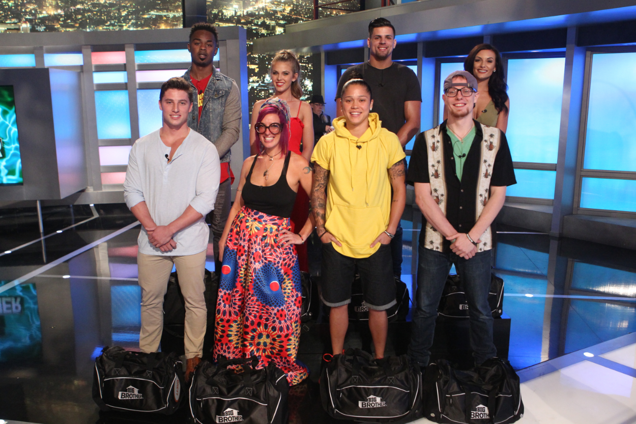 'Big Brother 20' stars Chris Williams, Haleigh Broucher, Faysal Shafaat, Rachel Swindler; bottom row: L-R: Brett Robinson, Angie Lantry, Kaycee Clark, Scottie Salton