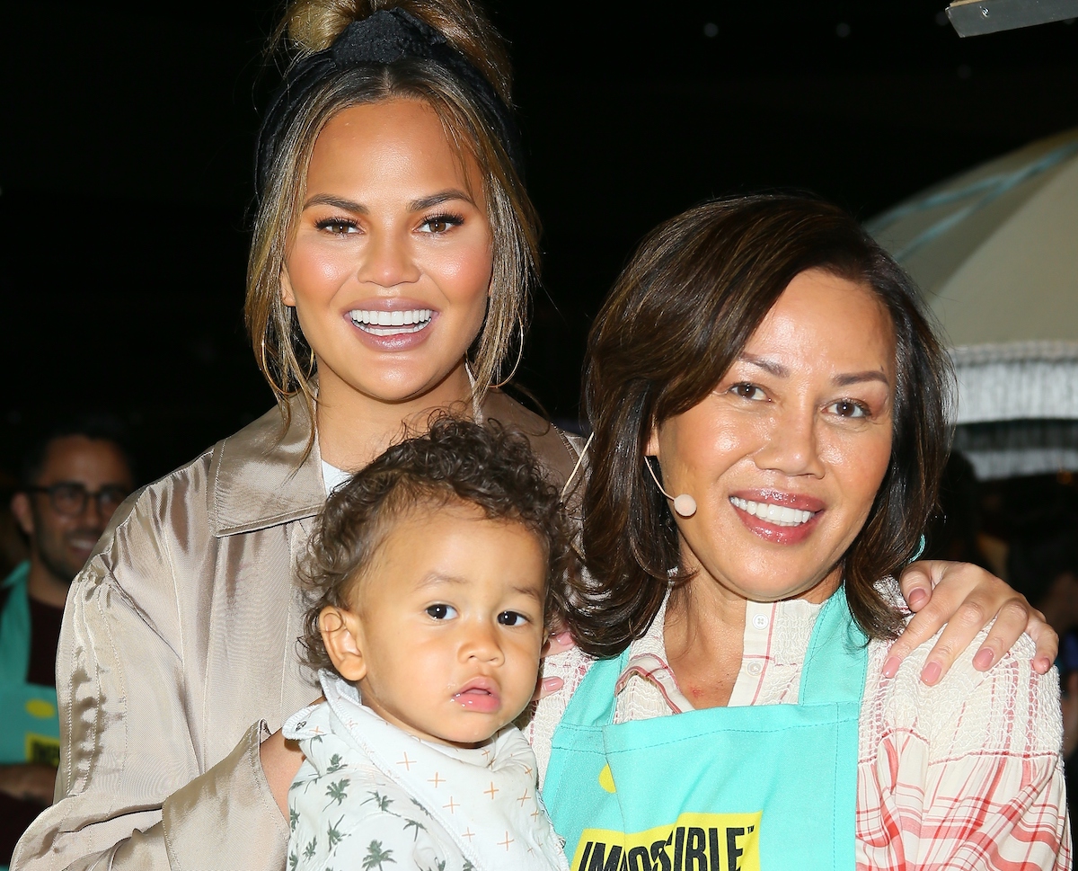 Chrissy Teigen, Vilailuck "Pepper Thai" Teigen, and Miles Stephens | Jean Baptiste Lacroix/Getty Images