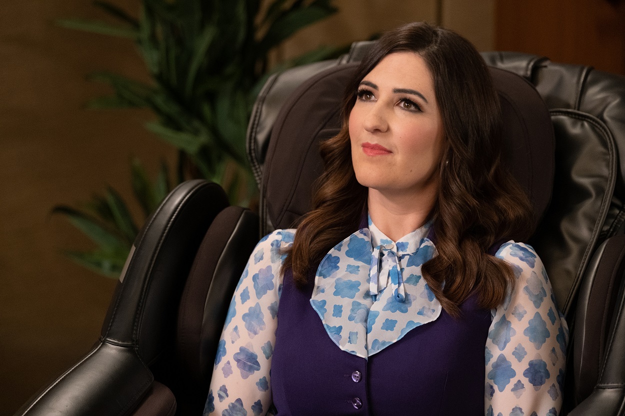 The Good Place cast member D'Arcy Carden on set
