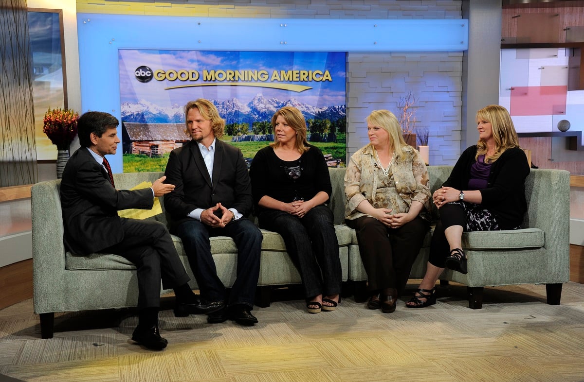 George Stephanopoulos with Kody Brown, Meri Brown, Janelle Brown, and Christine Brown of TLC's 'Sister Wives' on 'Good Morning America' in 2011
