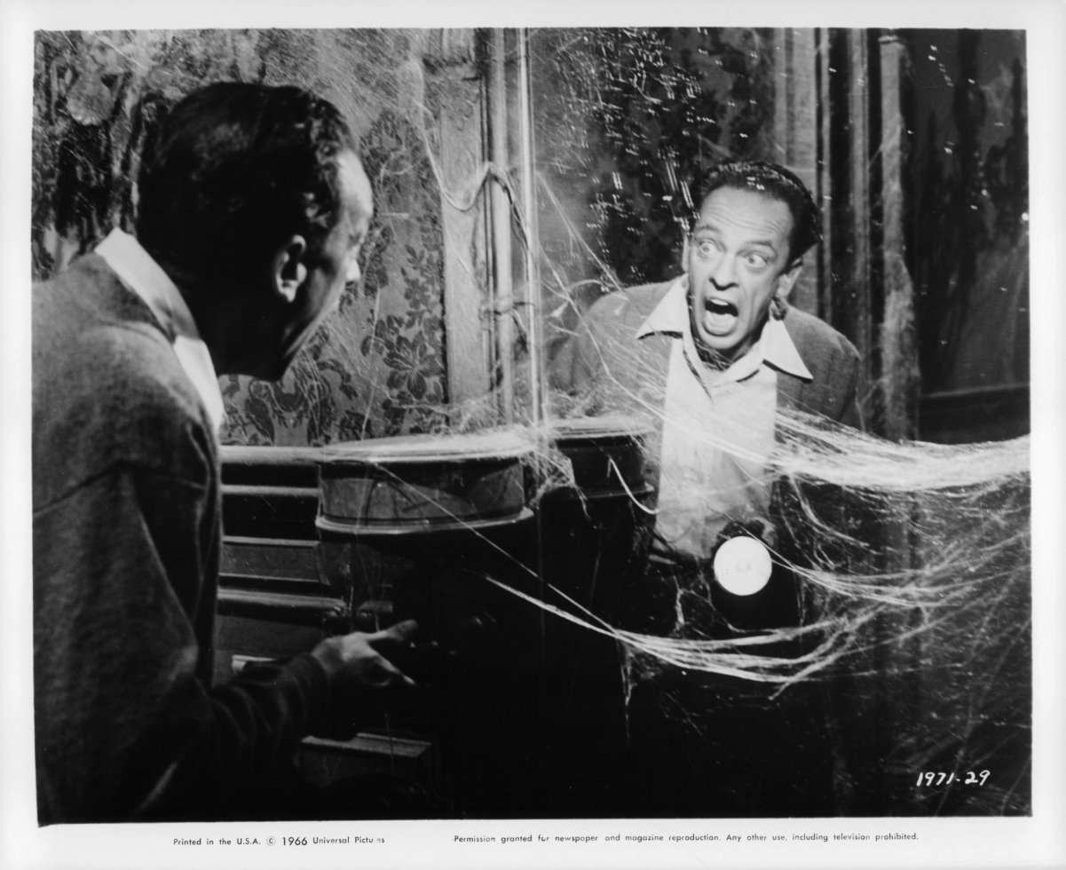Don Knotts screams at his own reflection in a scene from the film 'The Ghost And Mr. Chicken', 1966