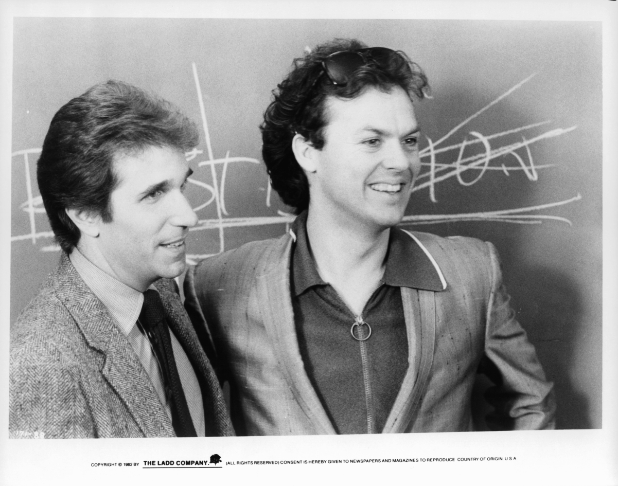 Henry Winkler and Michael Keaton on the set of 'Night Shift'