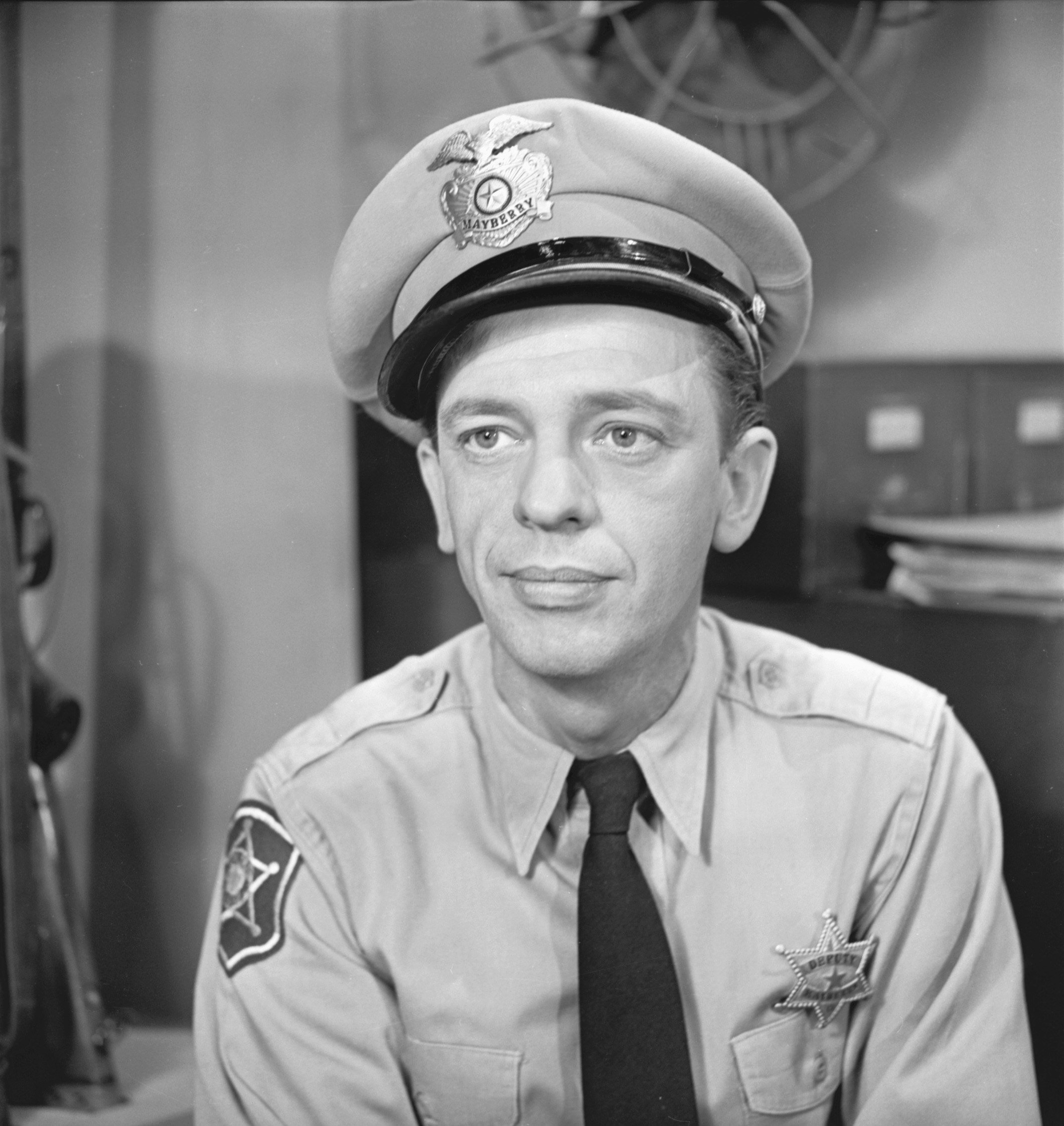 Don Knotts in uniform as 'The Andy Griffith Show's Deputy Barney Fife, 1960