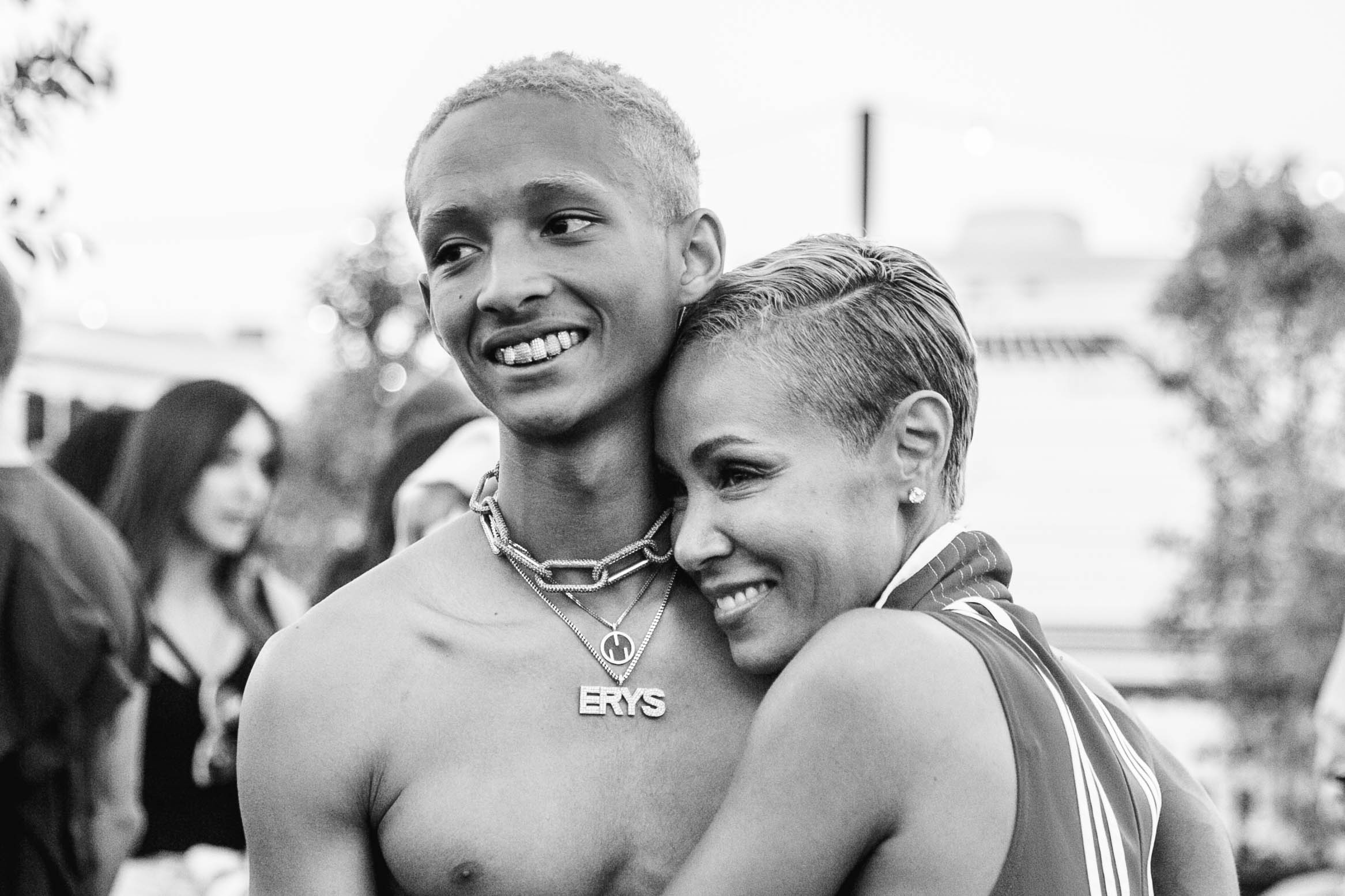 Jada Pinkett Smith and Jaden Smith smiling at Coachella.