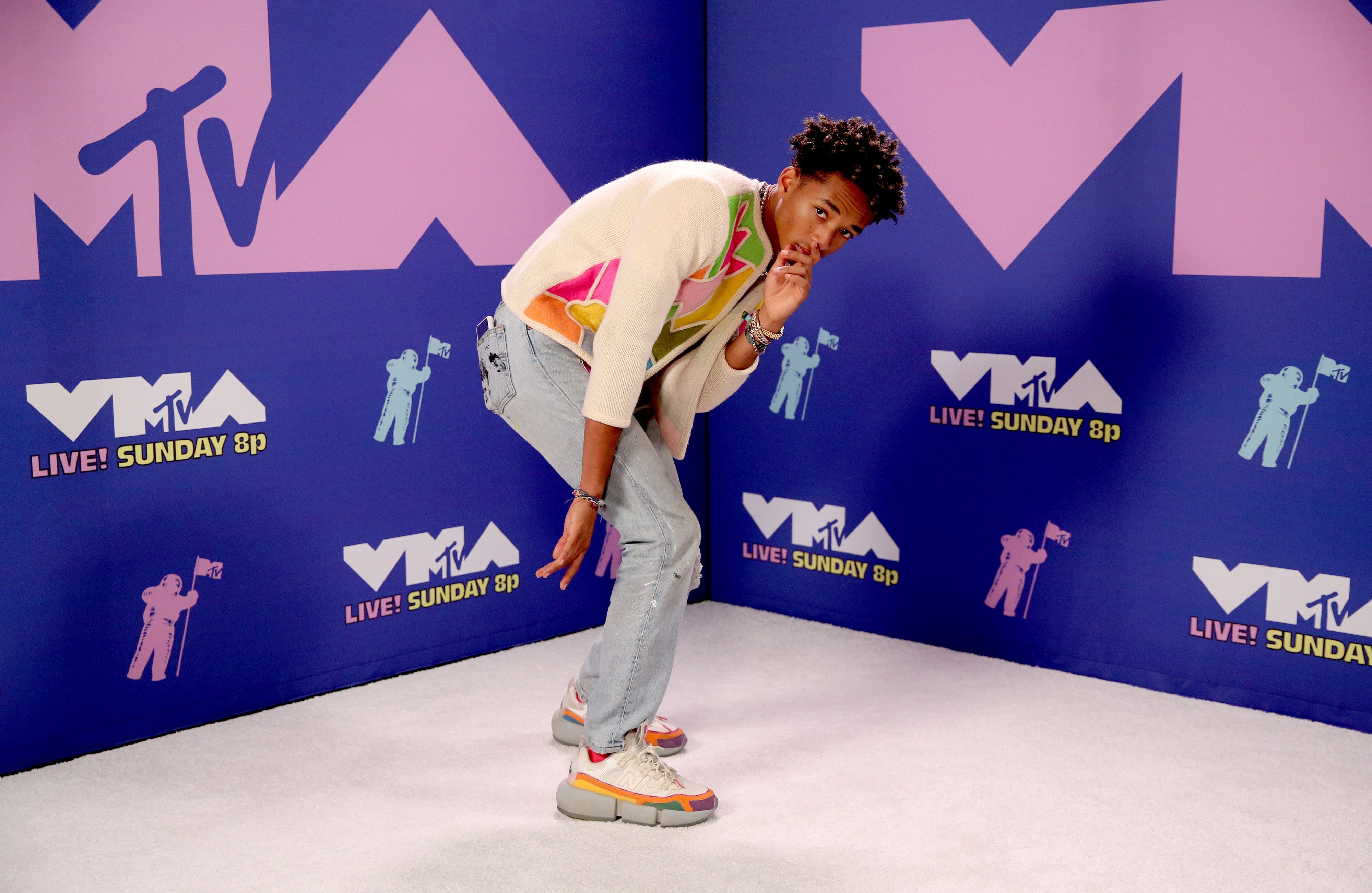 Photograph singer Jaden Smith poses at the VMAs