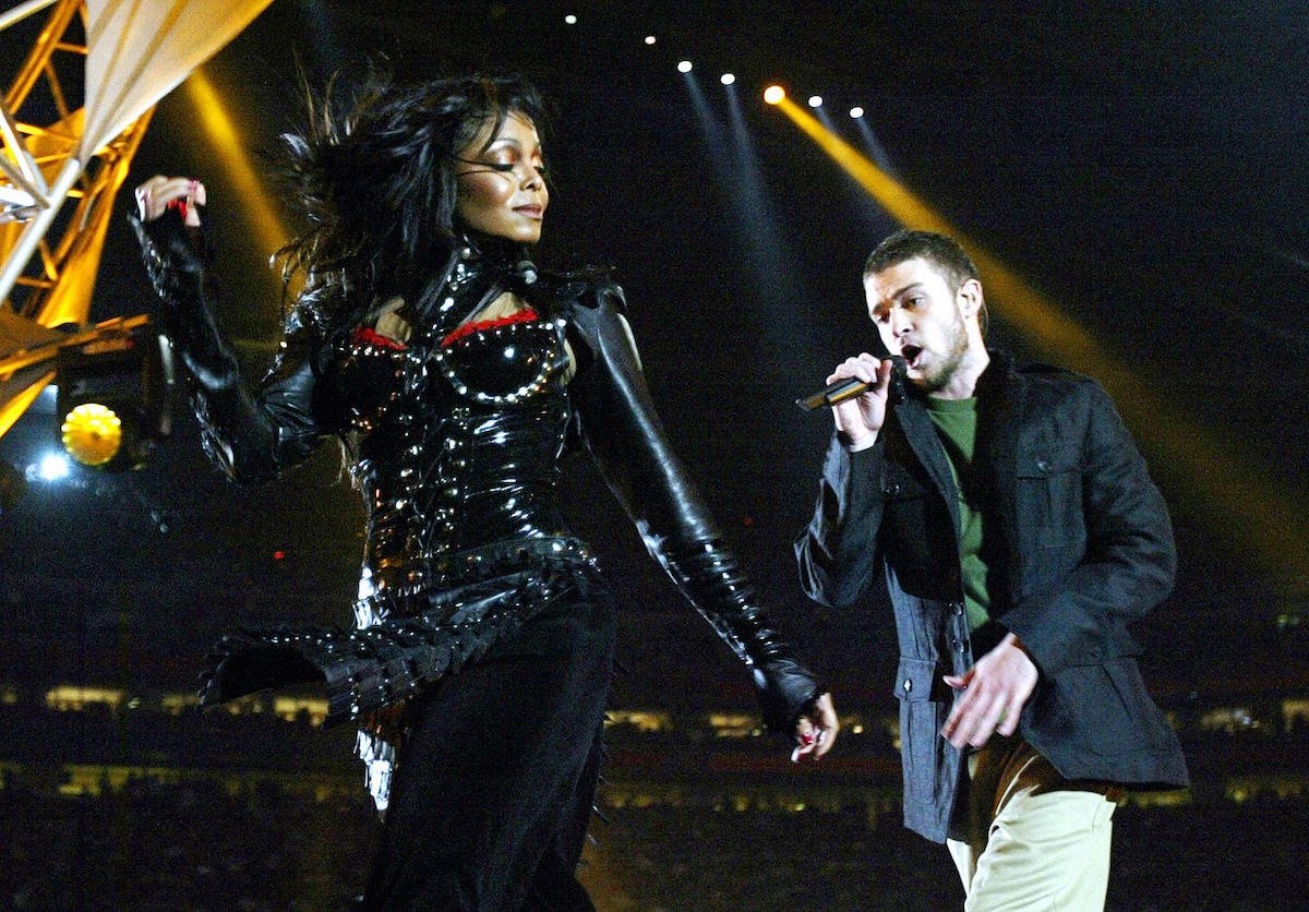 Janet Jackson and Justin Timberlake perform at half-time at Super Bowl XXXVIII