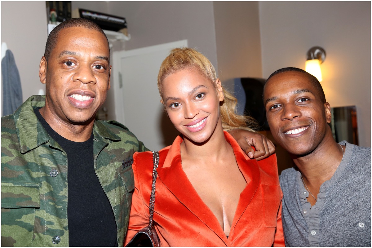 Jay-Z, Beyonce, and Leslie Odom Jr backstage at 'Hamilton' on Broadway.