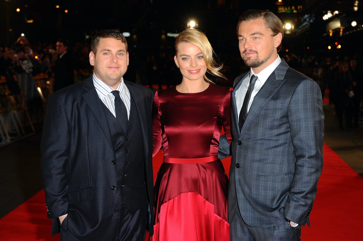 Jonah Hill (left), Margot Robbie, and Leonardo DiCaprio attend the U.K. premiere of 'The Wolf of Wall Street'