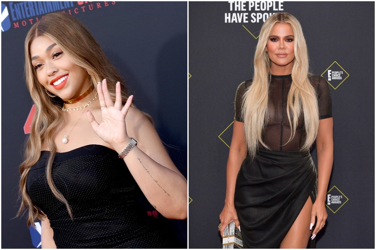 WESTWOOD, CA - AUGUST 13: Jordyn Woods arrives at the LA Premiere Of Entertainment Studios' "47 Meters Down Uncaged" at Regency Village Theatre on August 13, 2019 in Westwood, California/SANTA MONICA, CALIFORNIA - NOVEMBER 10: Khloé Kardashian attends the 2019 E! People's Choice Awards at Barker Hangar on November 10, 2019 in Santa Monica, California