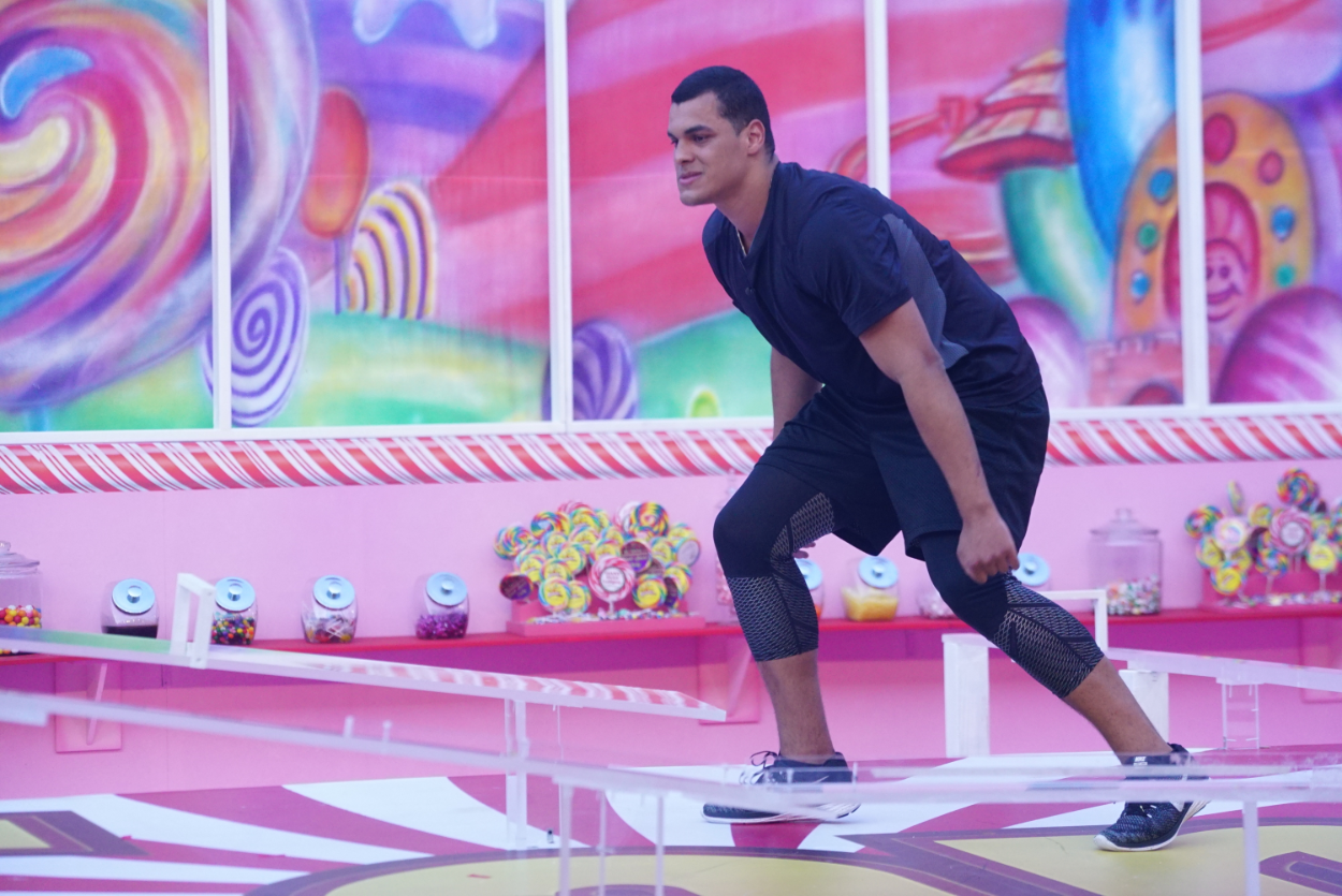 Josh Martinez competes in Big Brother's HOH Competition "Sugar Shot"