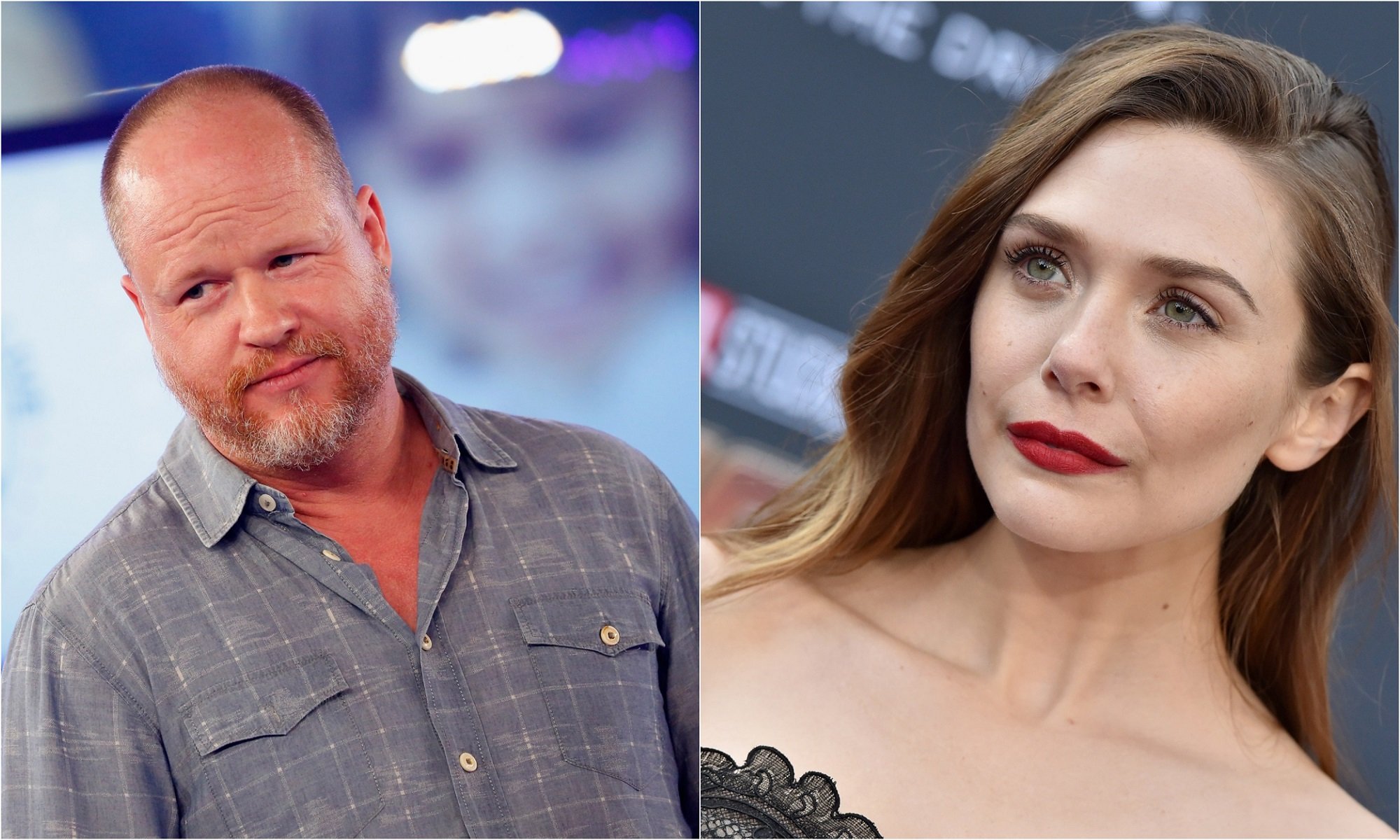 Joss Whedon during MTV Total Registration Live in 2016 and Elizabeth Olsen at the 'Avengers: Infinity War' premiere in 2018'