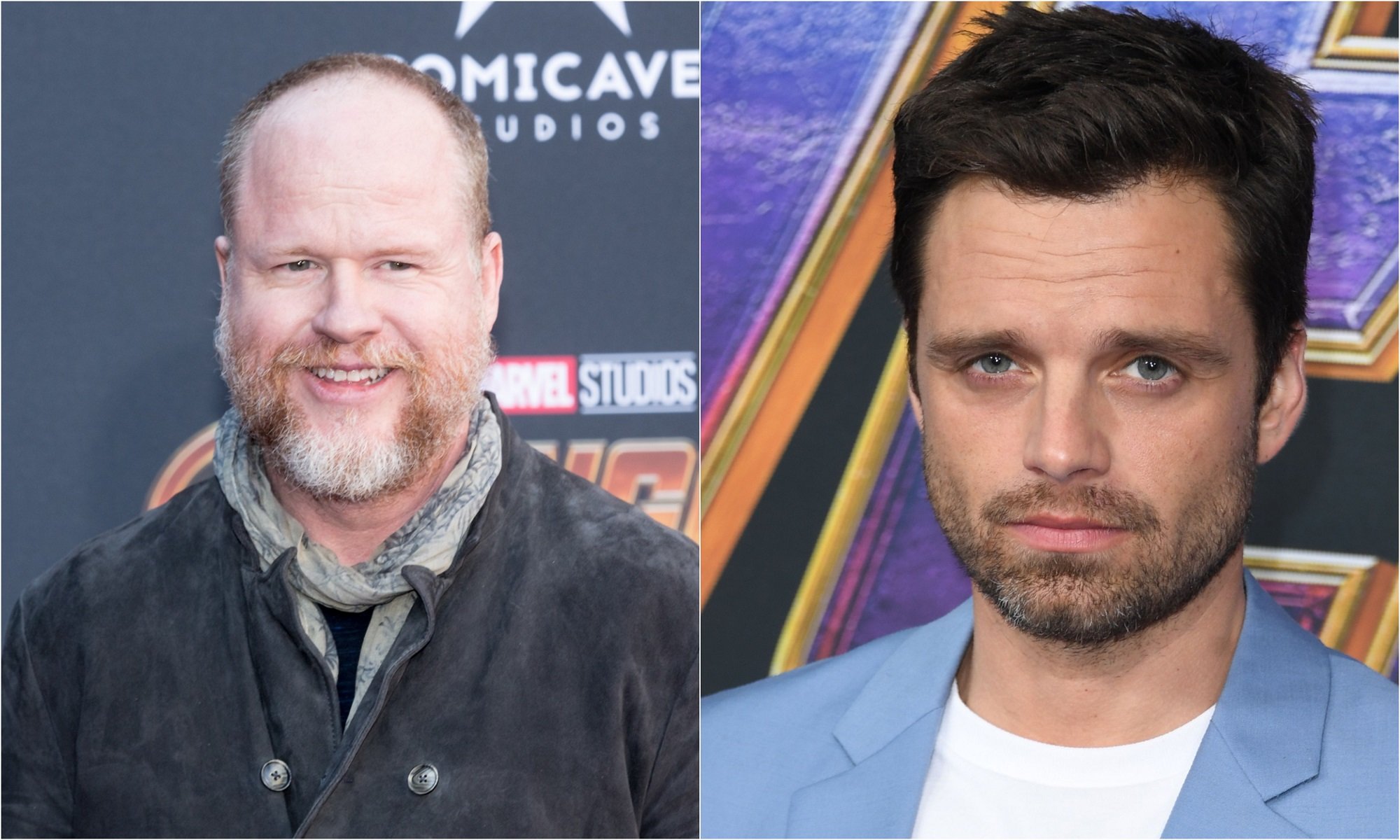 Joss Whedon at the 'Avengers: Infinity War' premiere in 2018 and actor Sebastian Stan at the 'Avengers: Endgame' premiere in 2019