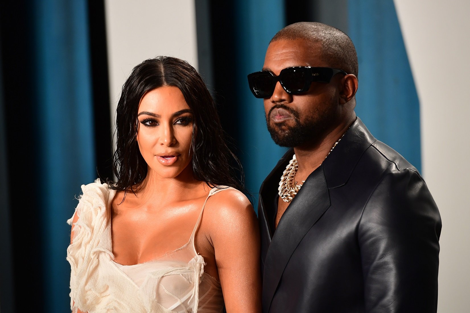 Kim Kardashian and Kanye West attending the Vanity Fair Oscar Party 