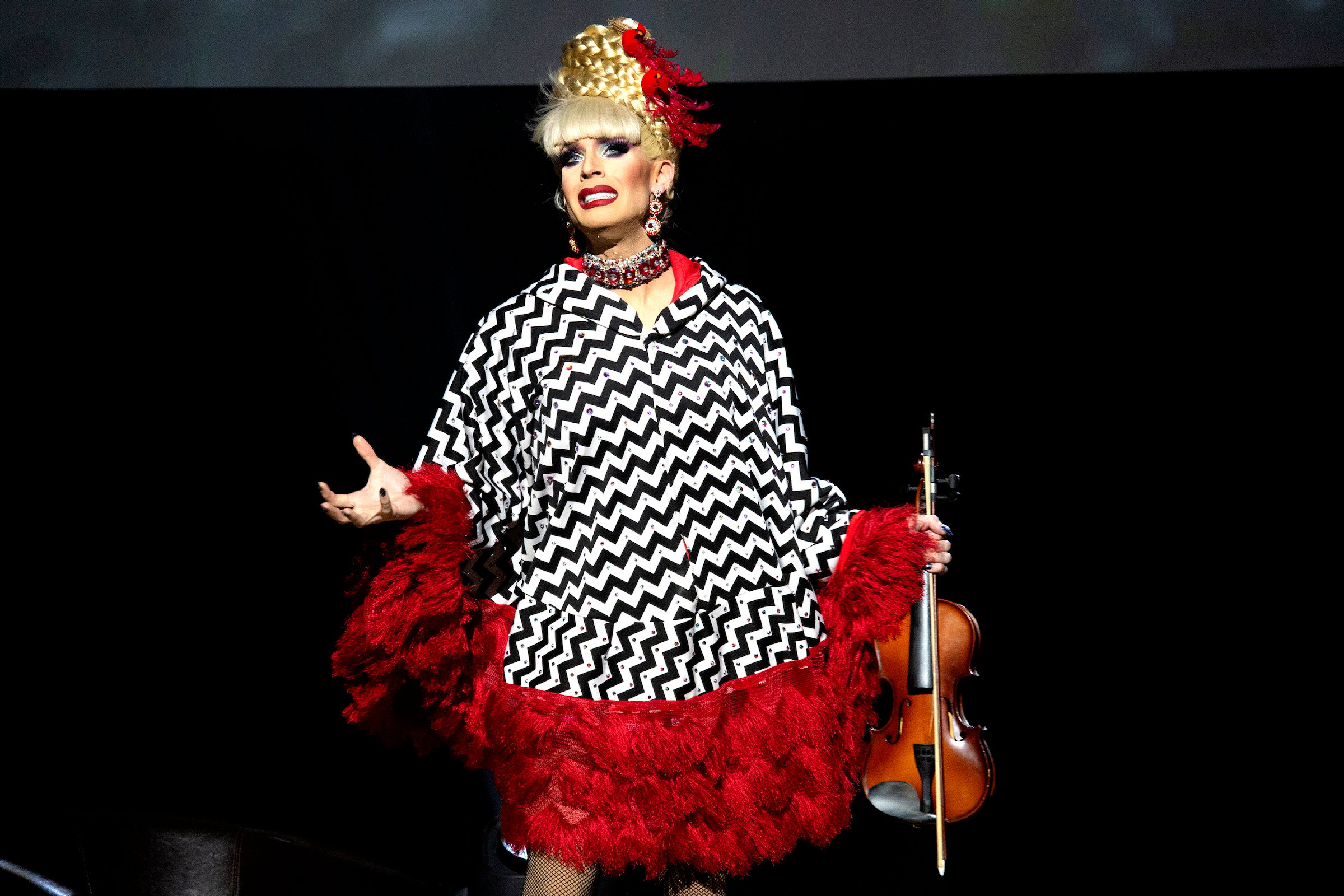 Katya performs onstage during 'Katya: Help Me I'm Dying' tour 