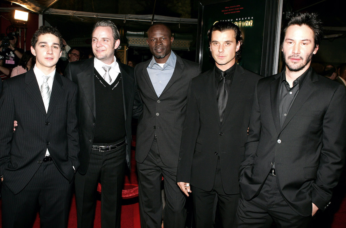 Actor Shia LaBeouf, director Francis Lawrence and actors Djimon Hounsou, Gavin Rossdale and Keanu Reeves attend the premiere of the Warner Bros. film "Constantine" in 2005