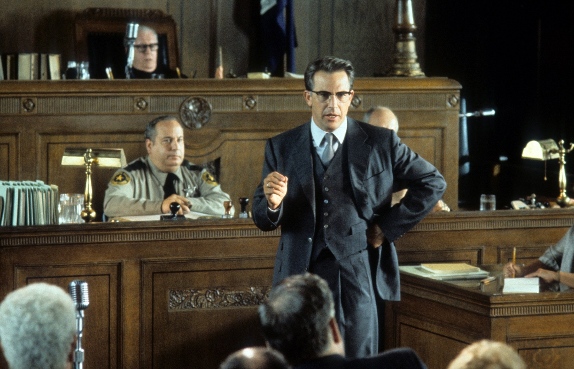 Kevin Costner in the JFK courtroom scene