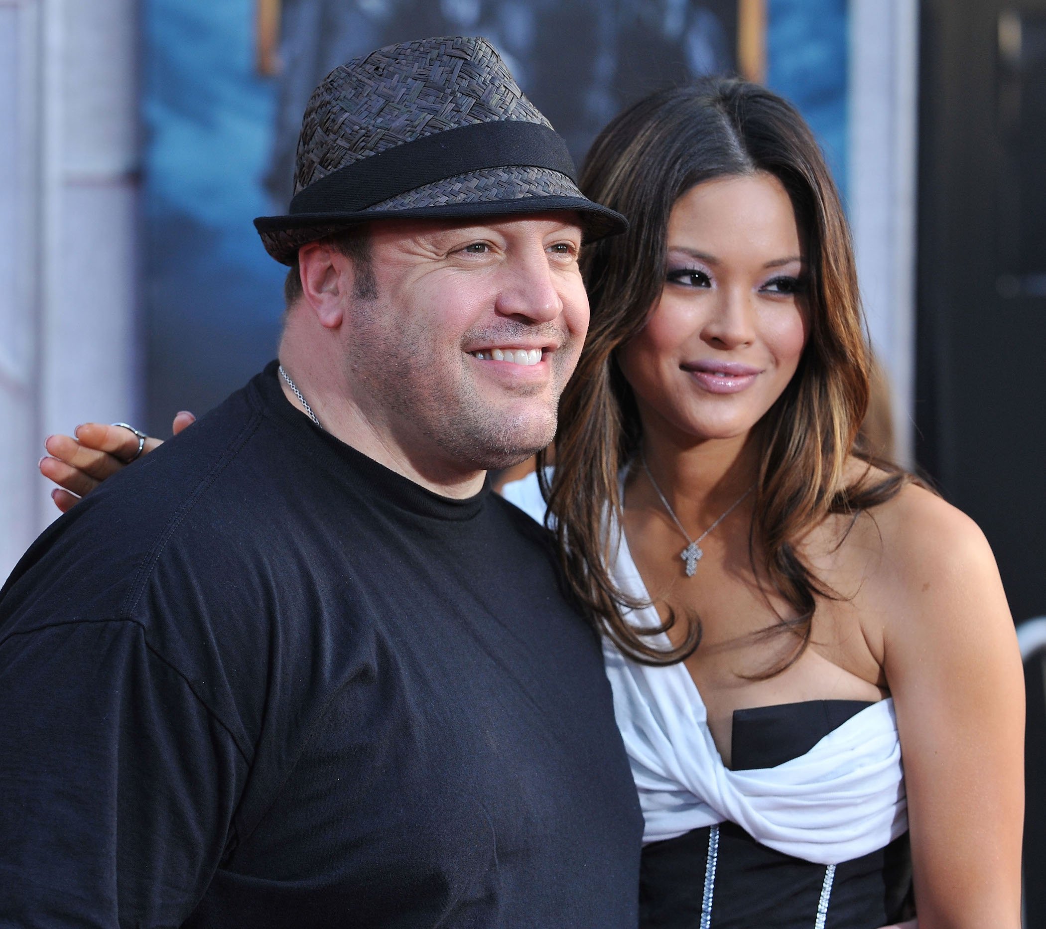 Kevin James with wife Steffiana De La Cruz arriving at a film premiere