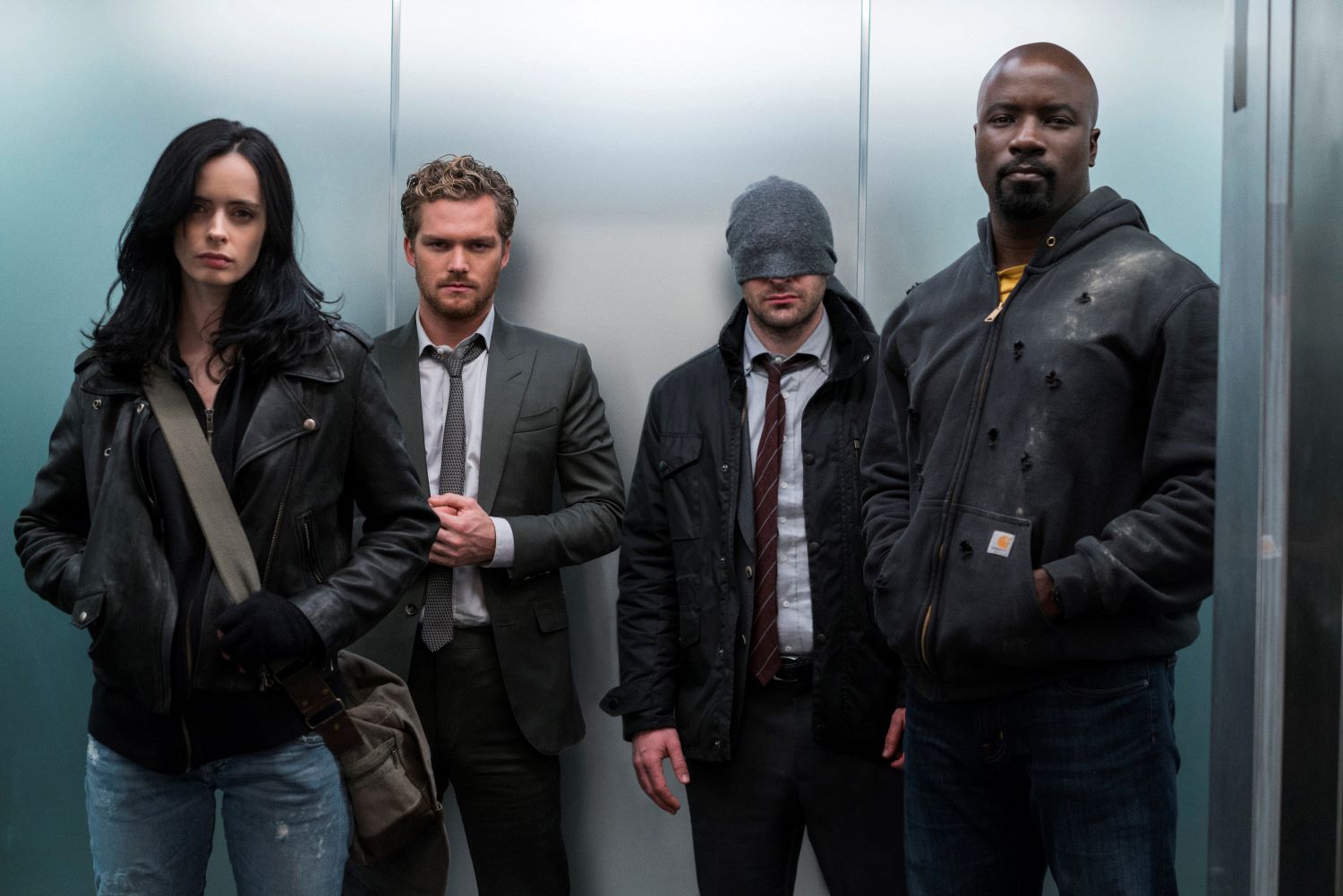 Krysten Ritter, Finn Jones, Charlie Cox, Mike Colter in Marvel's 'The Defenders'