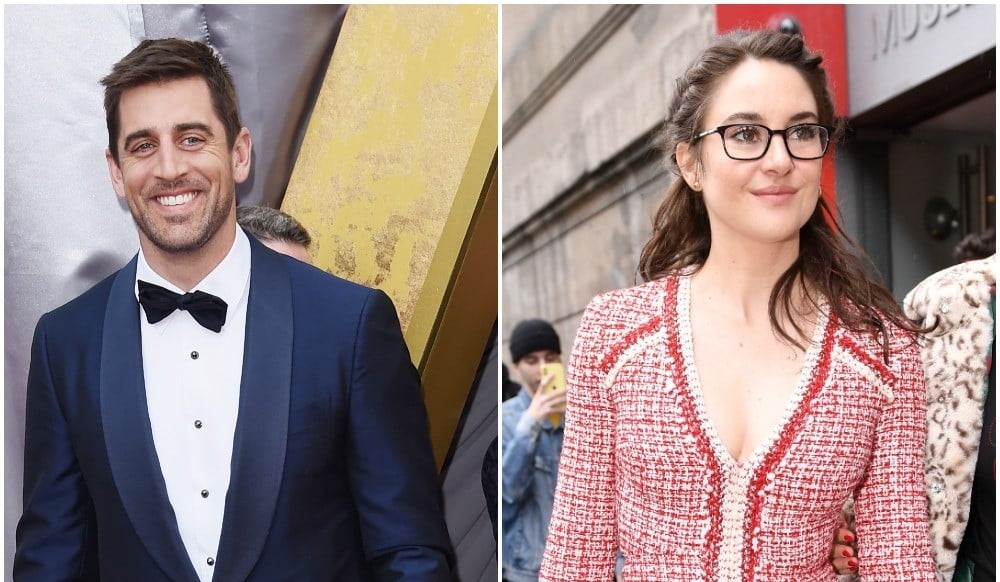 (L) Aaron Rodgers, (R) Shailene Woodley