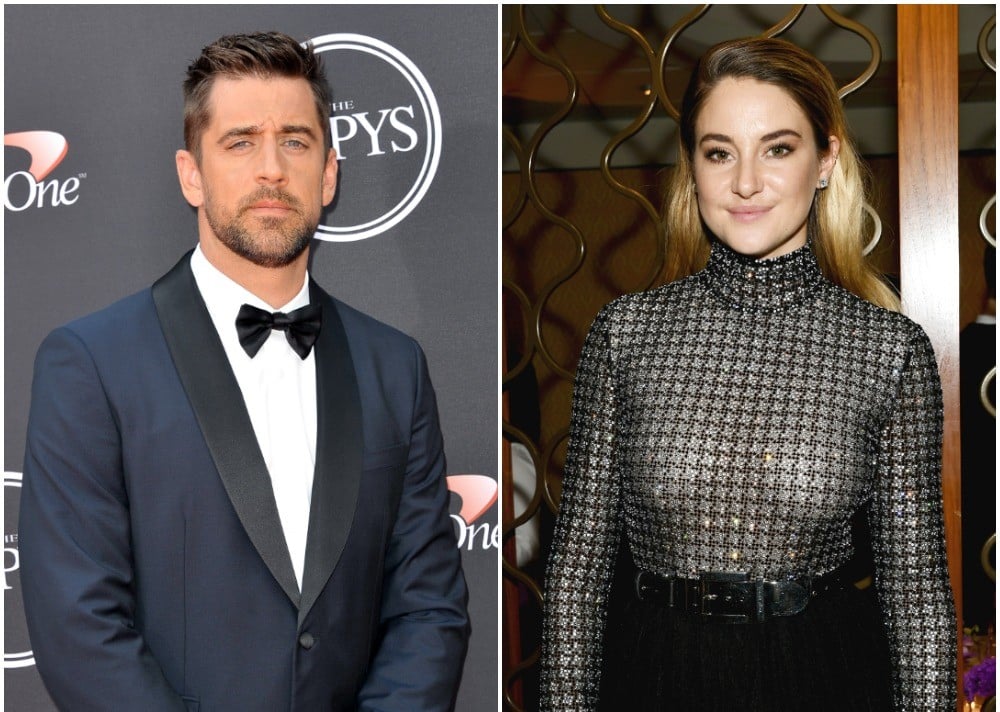 (L) Aaron Rodgers, (R) Shailene Woodley