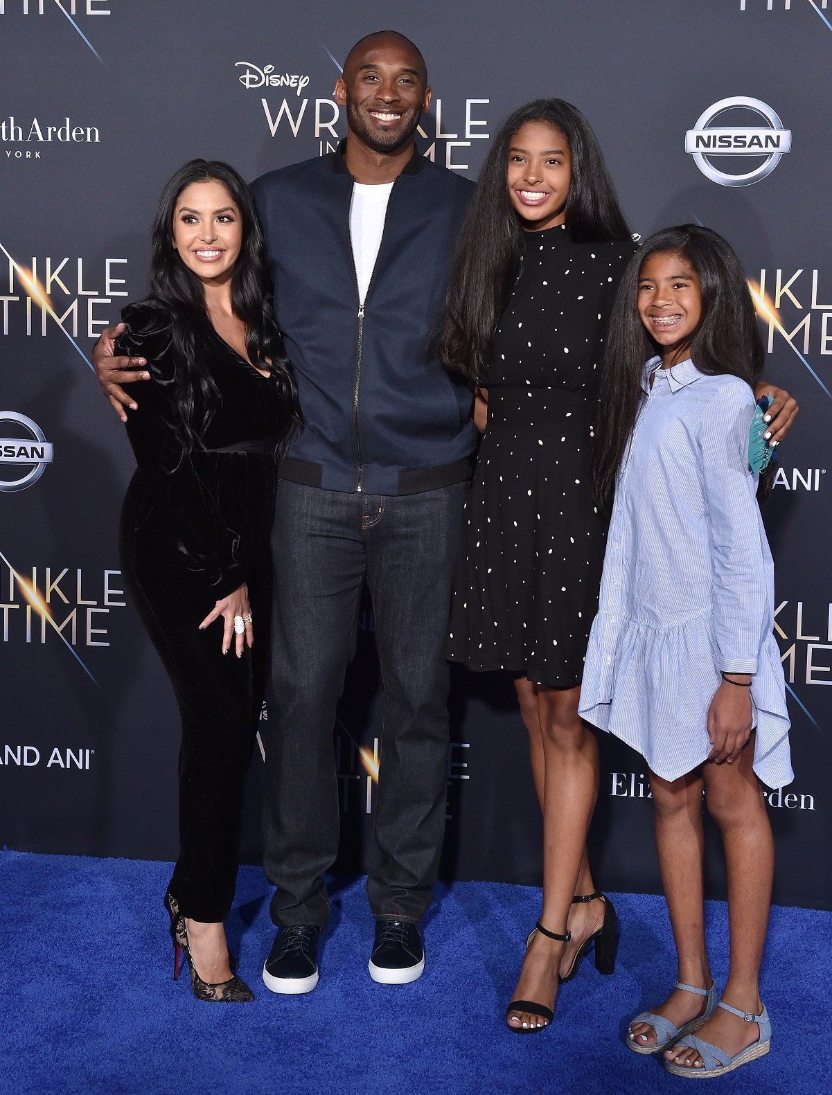(L-R): Vanessa Bryant, Kobe Bryant, Natalia Bryant, and Gianna Bryant at movie premiere