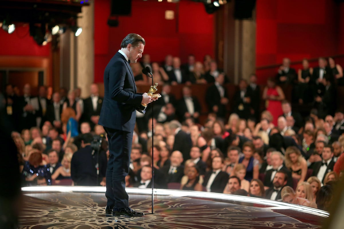 Leonardo DiCaprio accepts his Oscar for 'The Revenant' in 2016