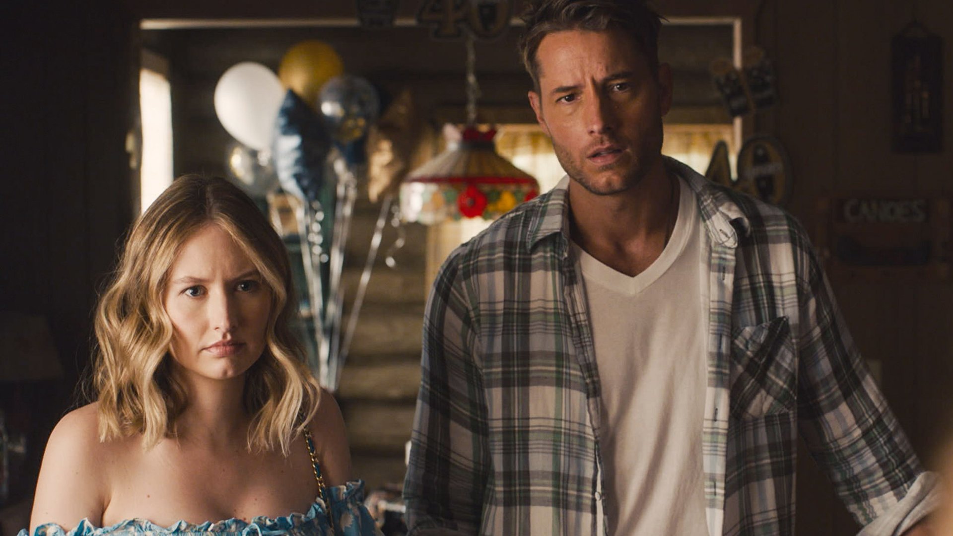 Caitlin Thompson as Madison and Justin Hartley as Kevin on 'This Is Us' Season 5 Episode 1 at the cabin