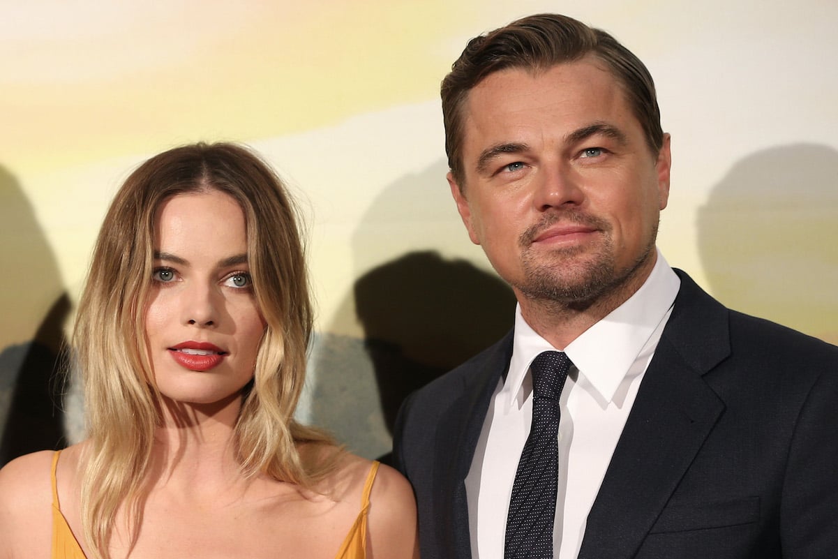 Margot Robbie and Leonardo DiCaprio attend the premiere of the movie "Once Upon a time in Hollywood" at Cinema Adriano on August 02, 2019 in Rome, Italy.
