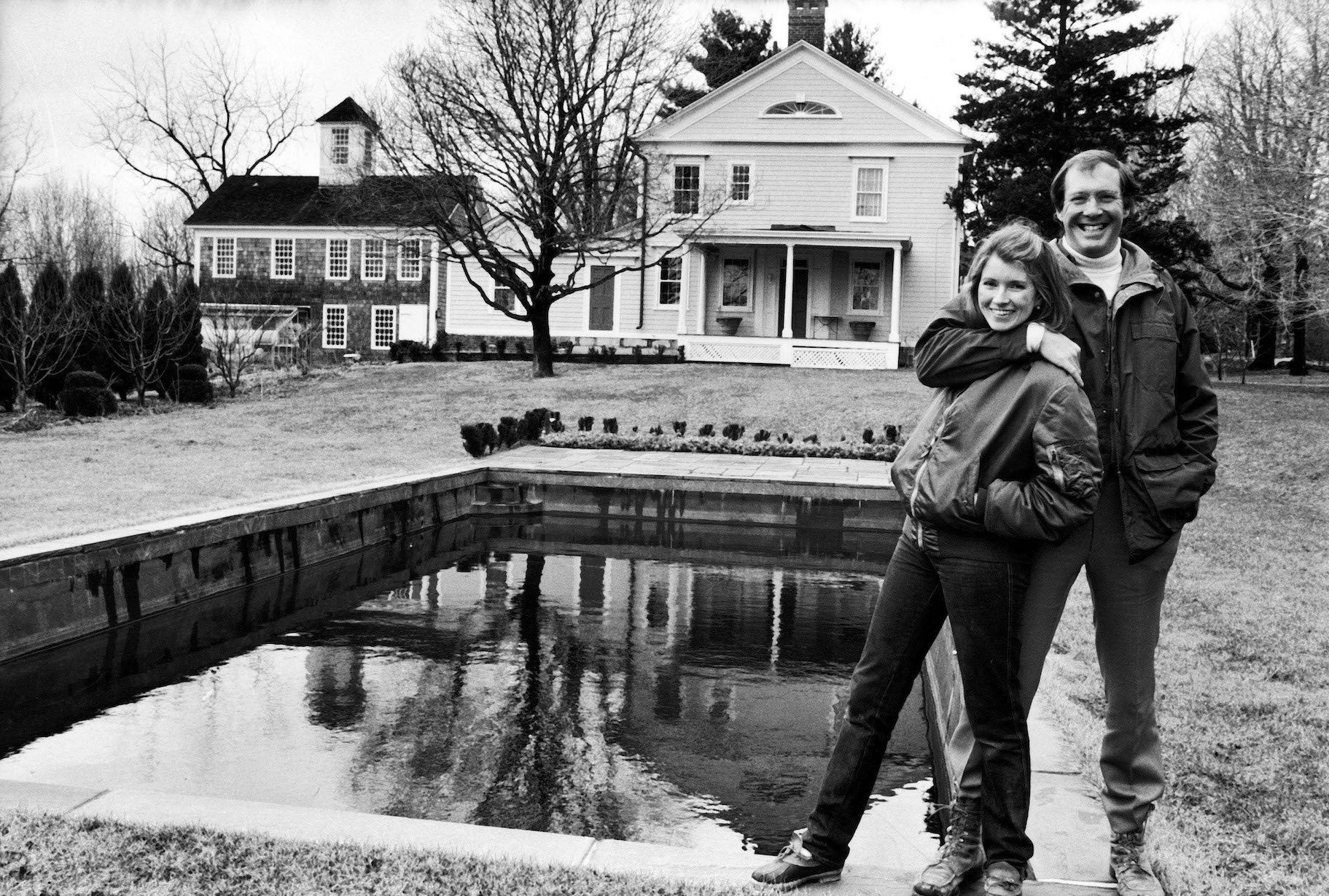 Martha Stewart and husband and publisher Andy Stewart, outside their home