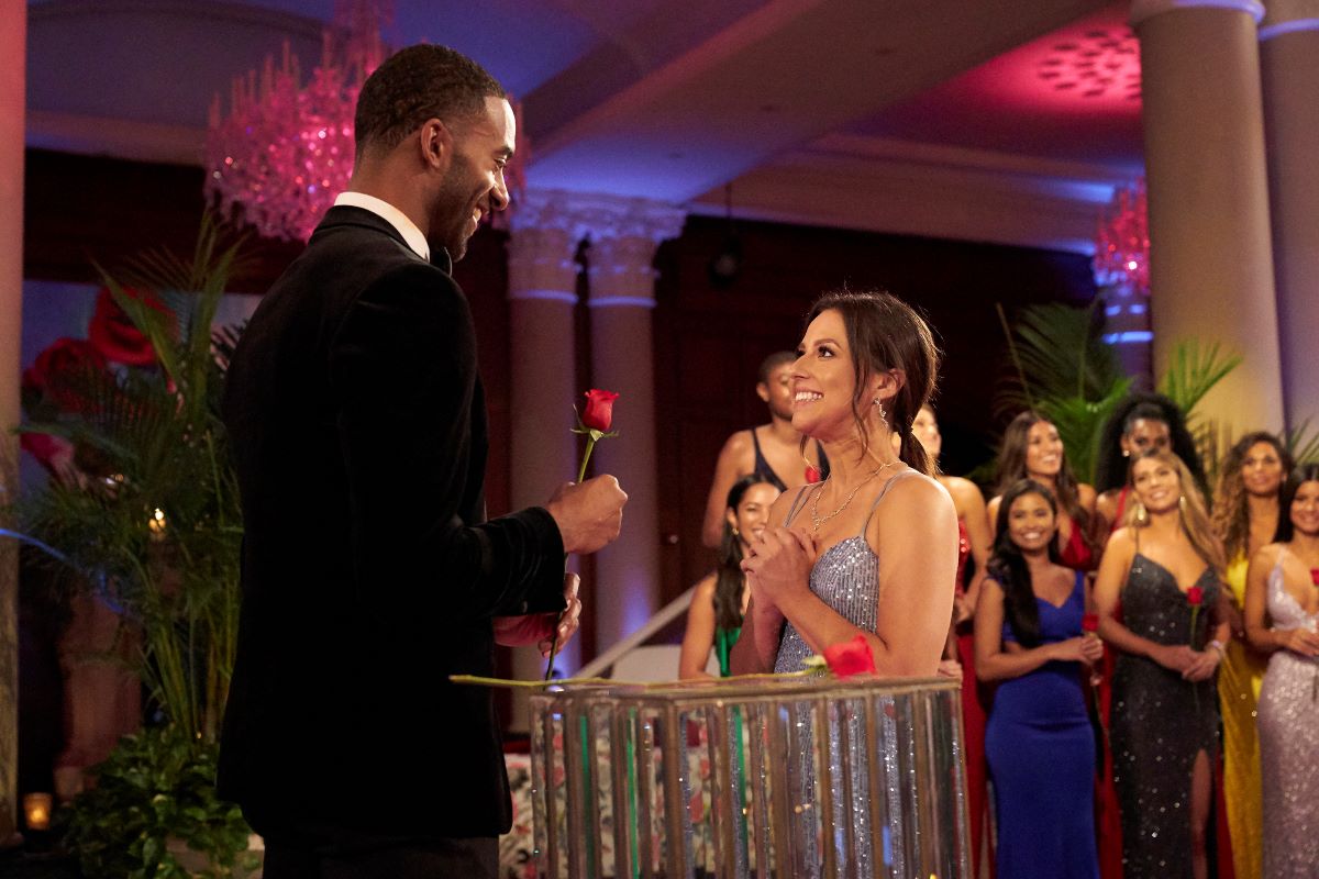 Matt James gives Katie Thurston a rose on 'The Bachelor' at the rose ceremony. Katie is announced as 'The Bachelorette,' but so is someone else in shocking Reality Steve twist.