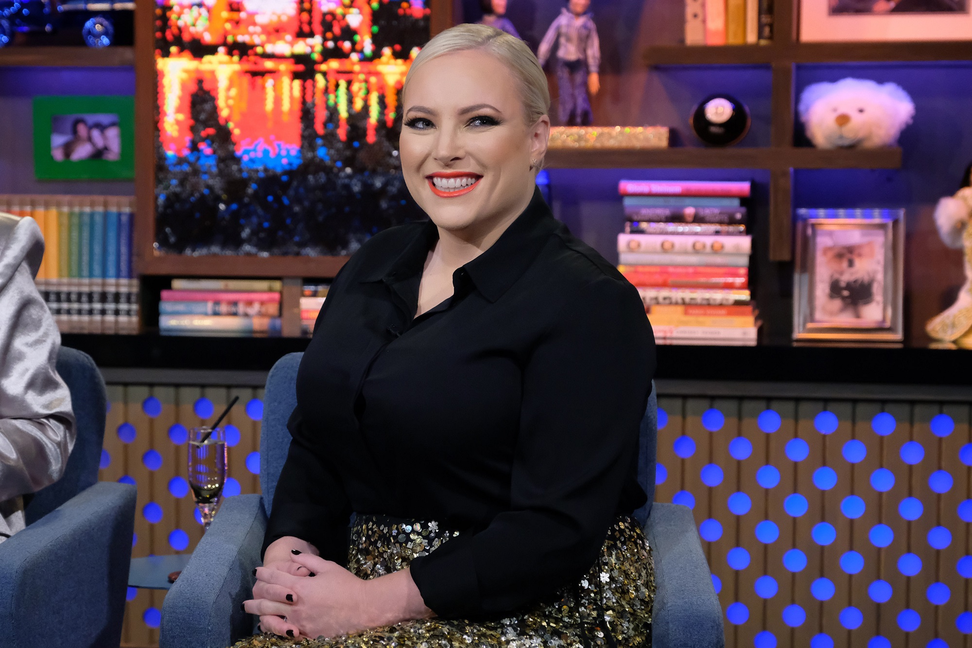 Meghan McCain smiles while on 'What Happens Live With Andy Cohen'
