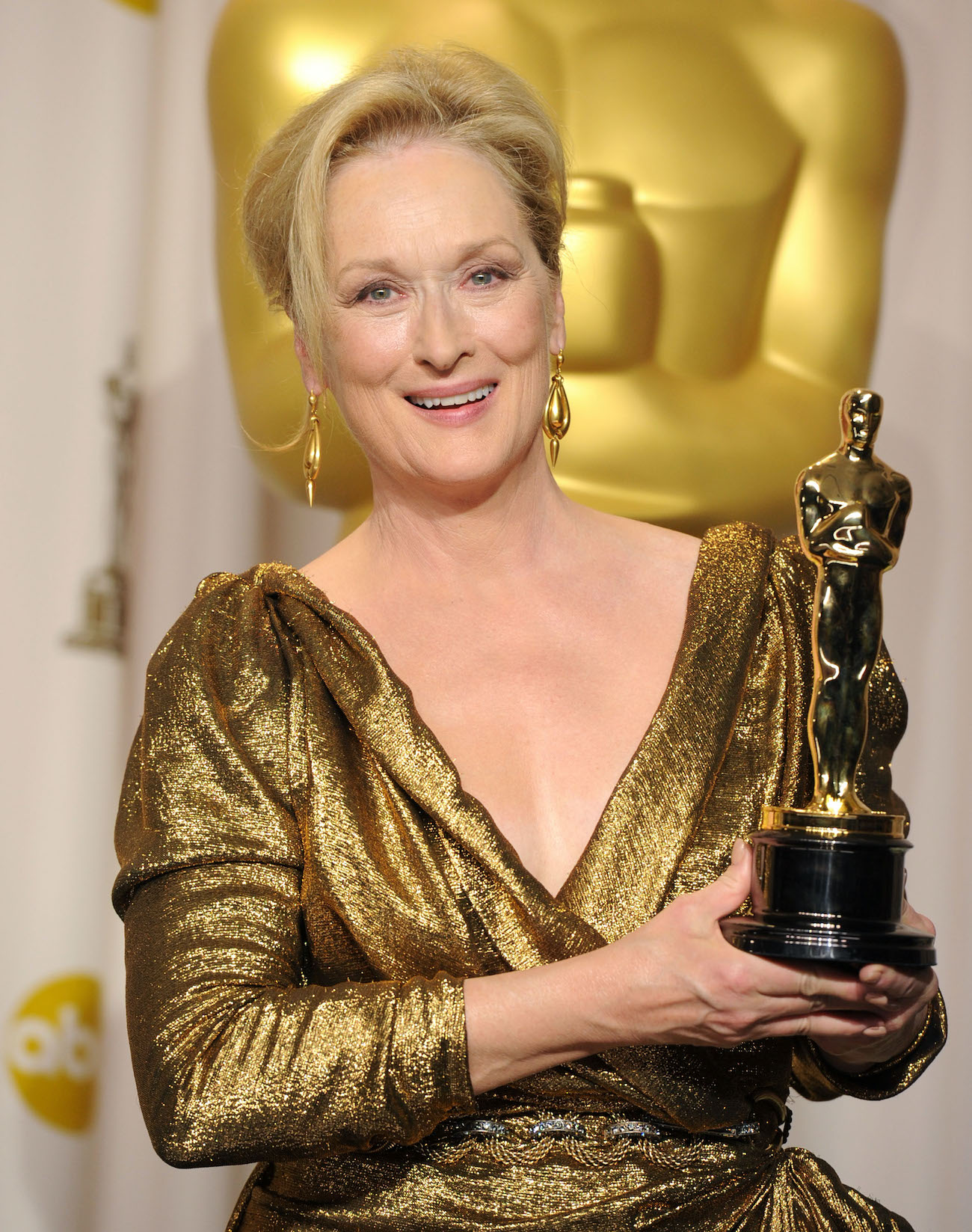 Meryl Streep poses in the press room at the 84th Annual Academy Awards