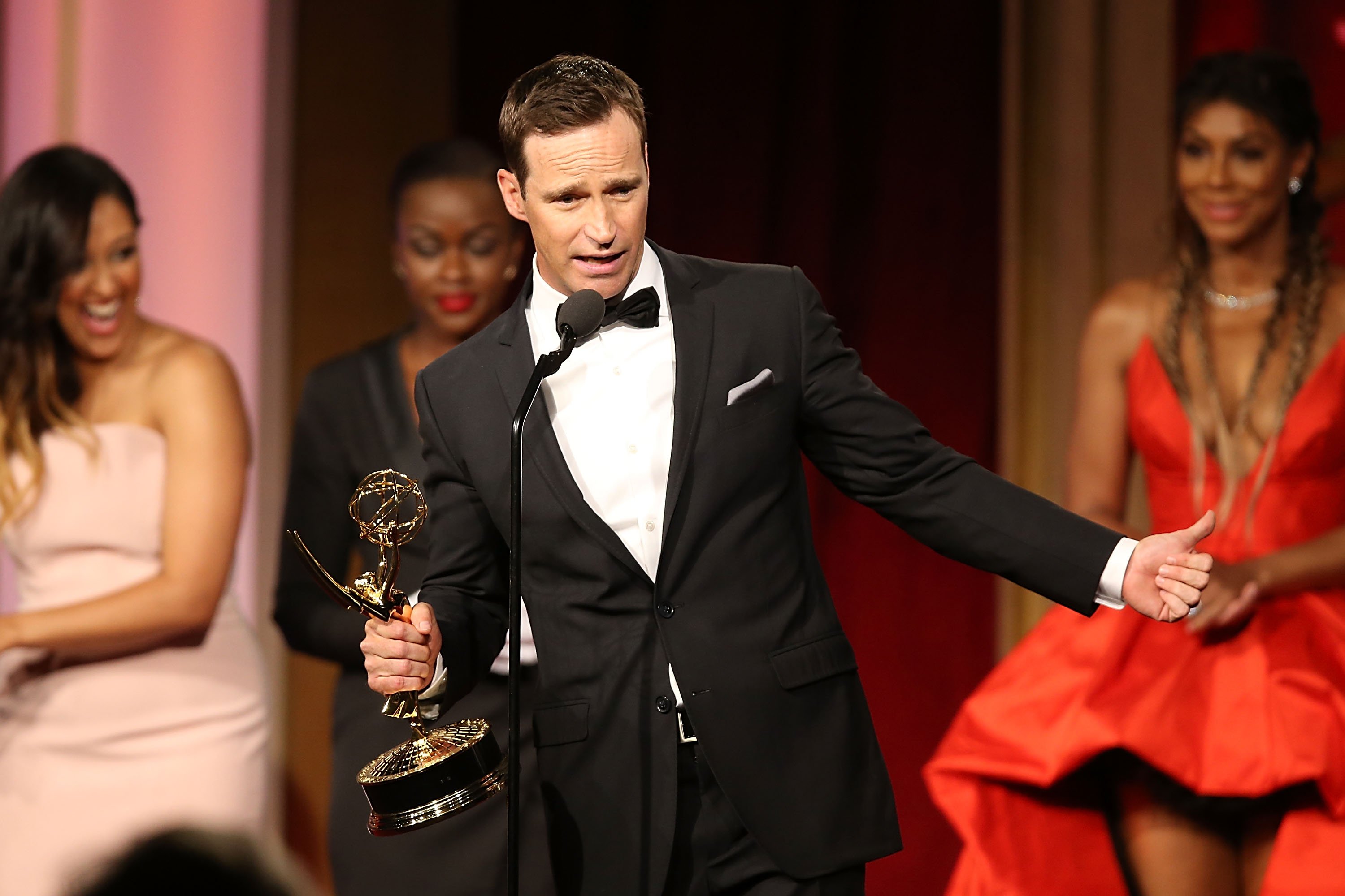 Mike Richards accepts the award for outstanding game show for The Price is Right at  the 2016 Daytime Emmy Awards at Westin Bonaventure Hotel