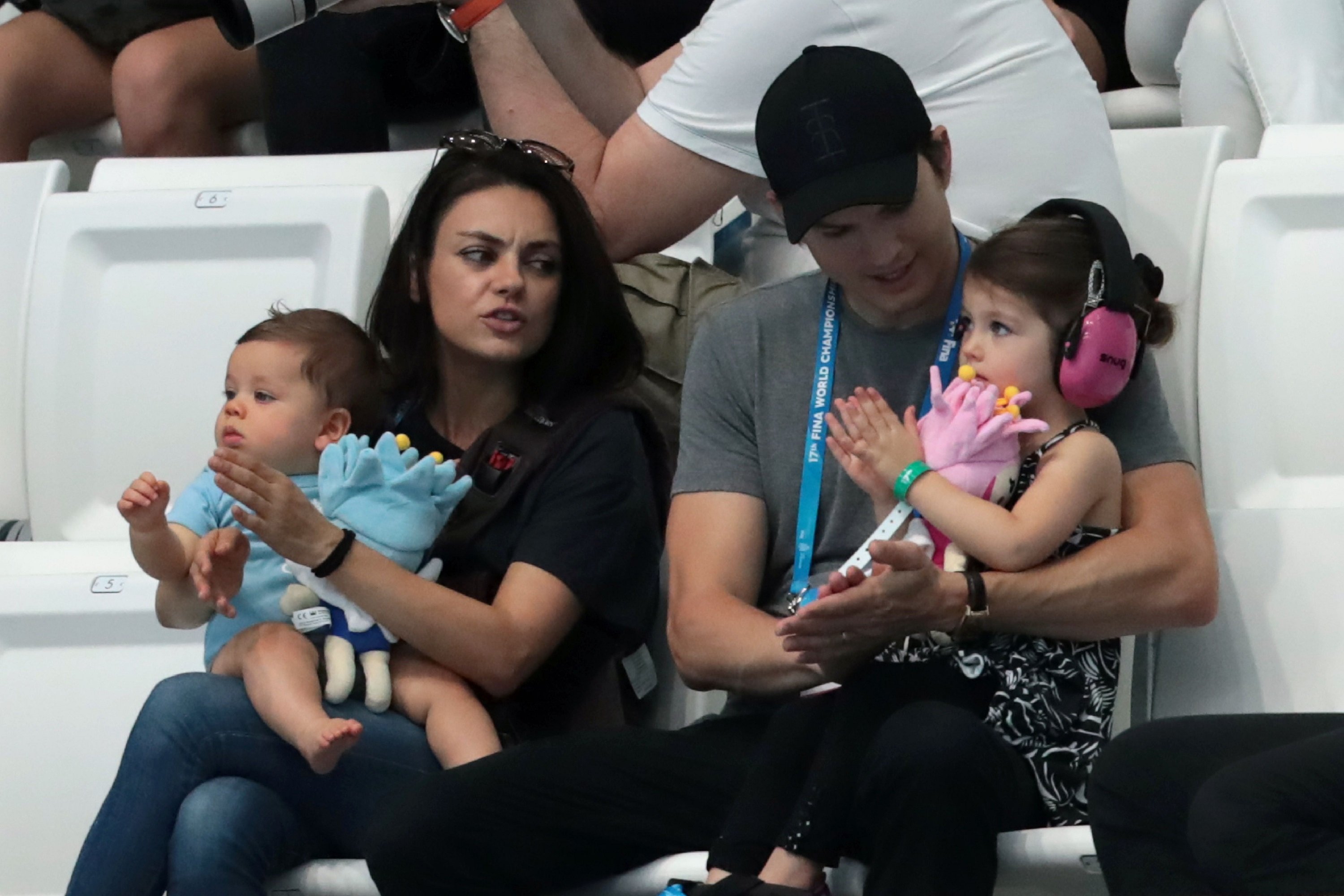 Ashton Kutcher and Mila Kunis and kids