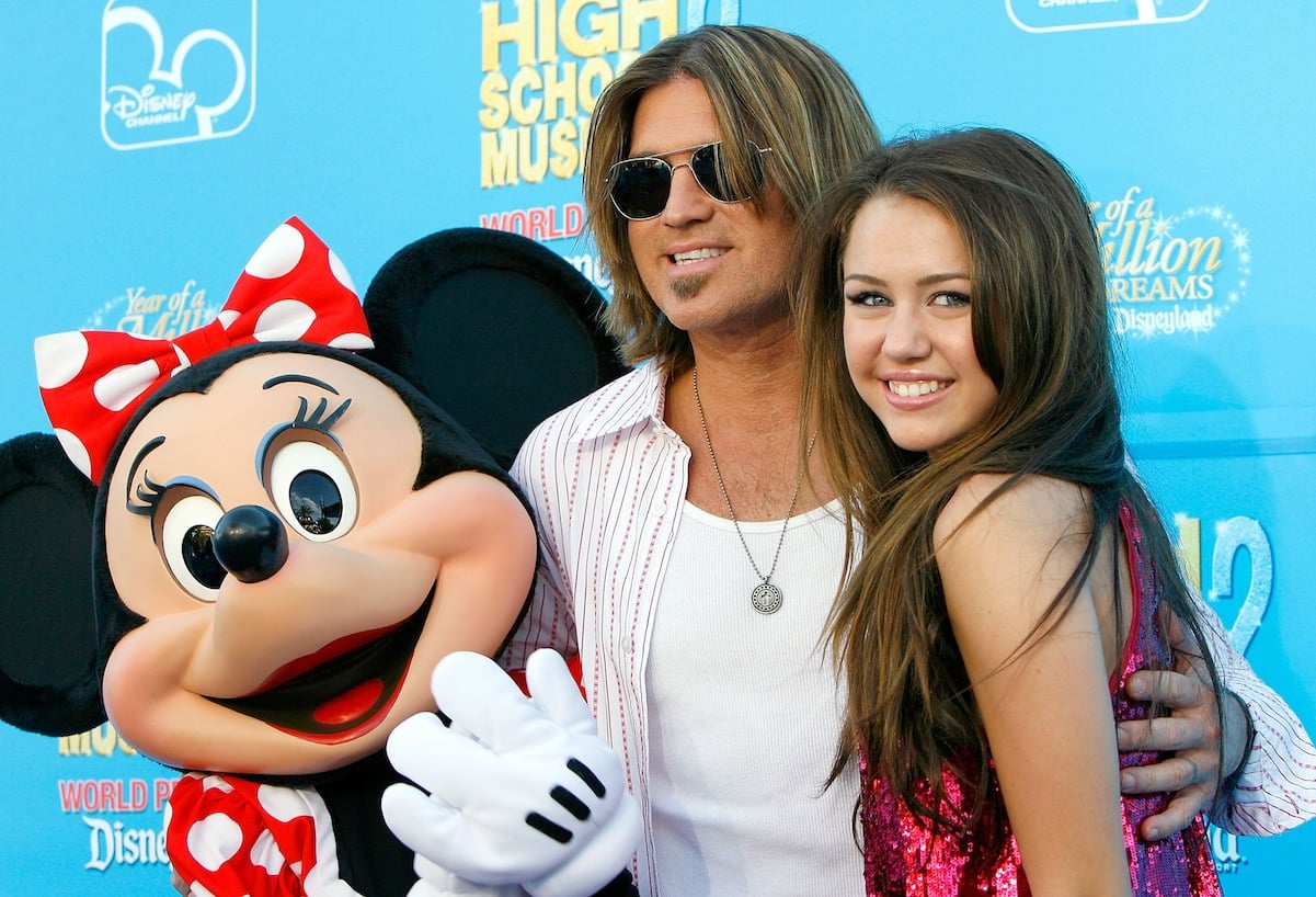 Miley Cyrus and Billy Ray Cyrus at the 'High School Musical 2' premiere
