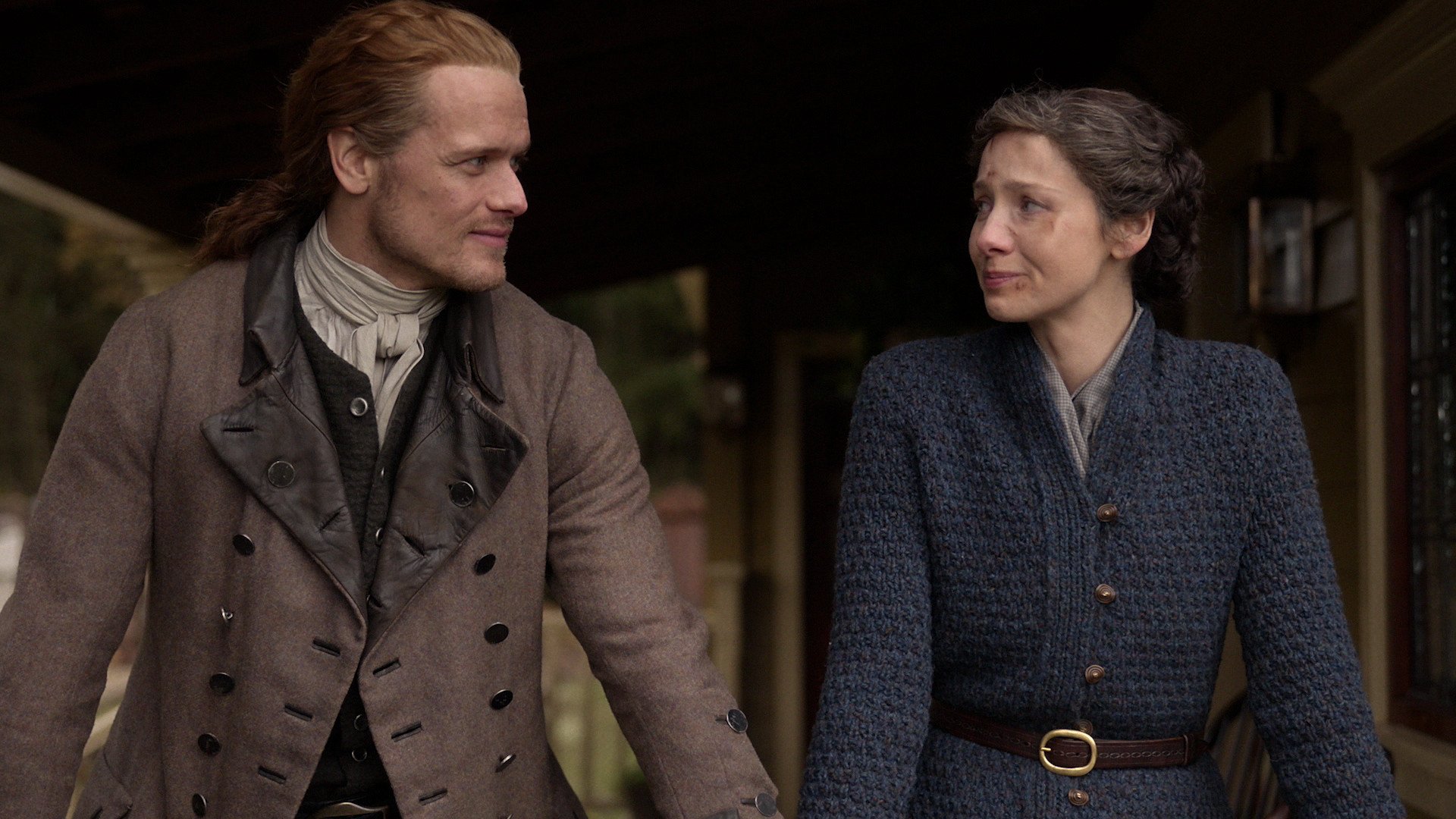 outlander season 6 photo featuring Sam Heughen and Caitriona Balfe 