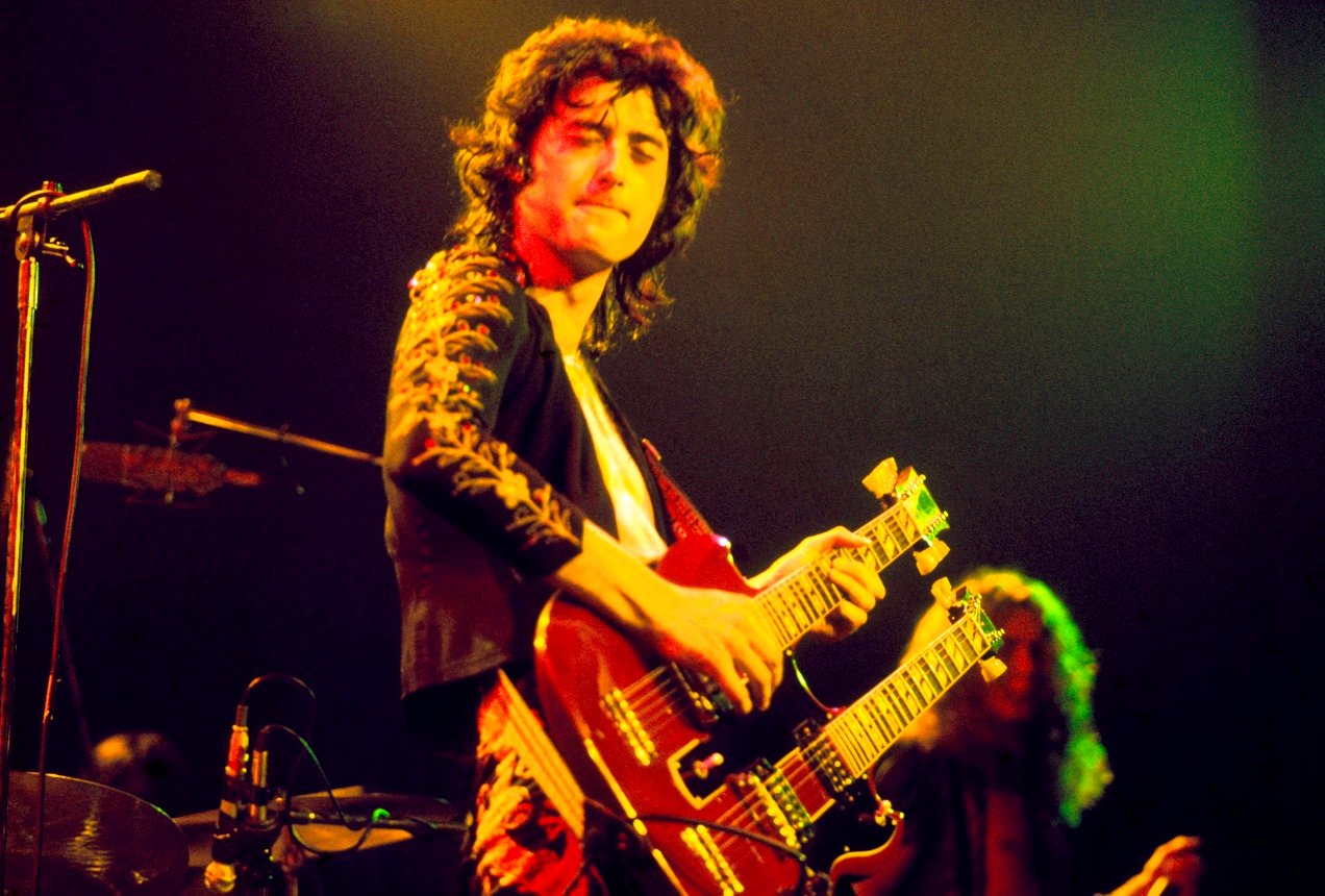 Jimmy Page playing double-neck guitar he had built to perform 'Stairway to Heaven' live