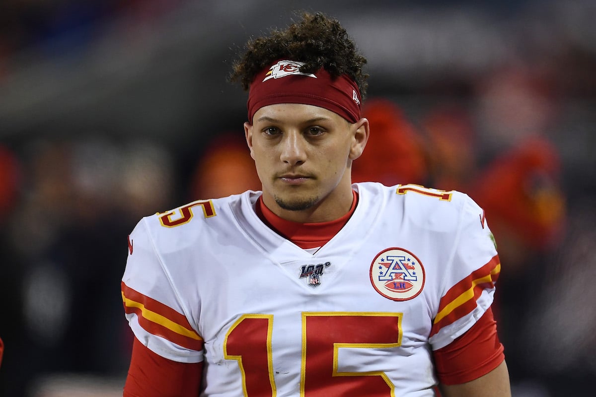 Patrick Mahomes #15 of the Kansas City Chiefs watches action from the sideline during a game against the Chicago Bears at Soldier Field on December 22, 2019 in Chicago, Illinois.