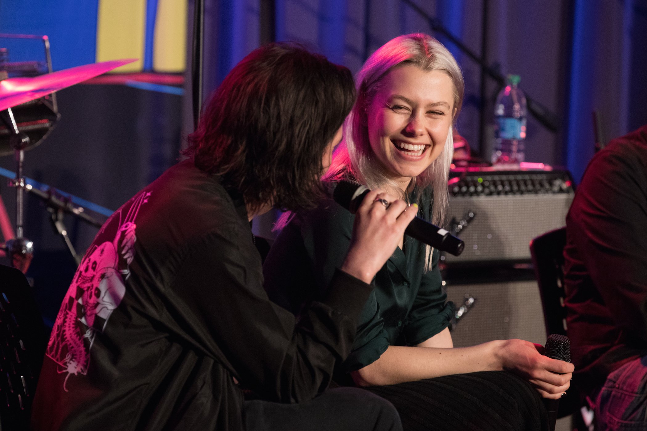 Conor Oberst and Phoebe Bridgers speak onstage