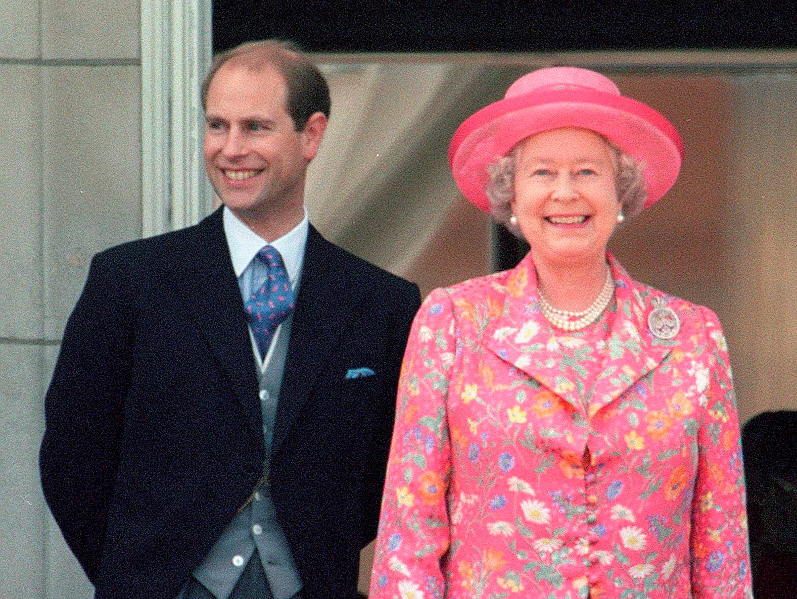 Prince Edward with his mother Queen Elizabeth II on the balcony of Buckingham Palace