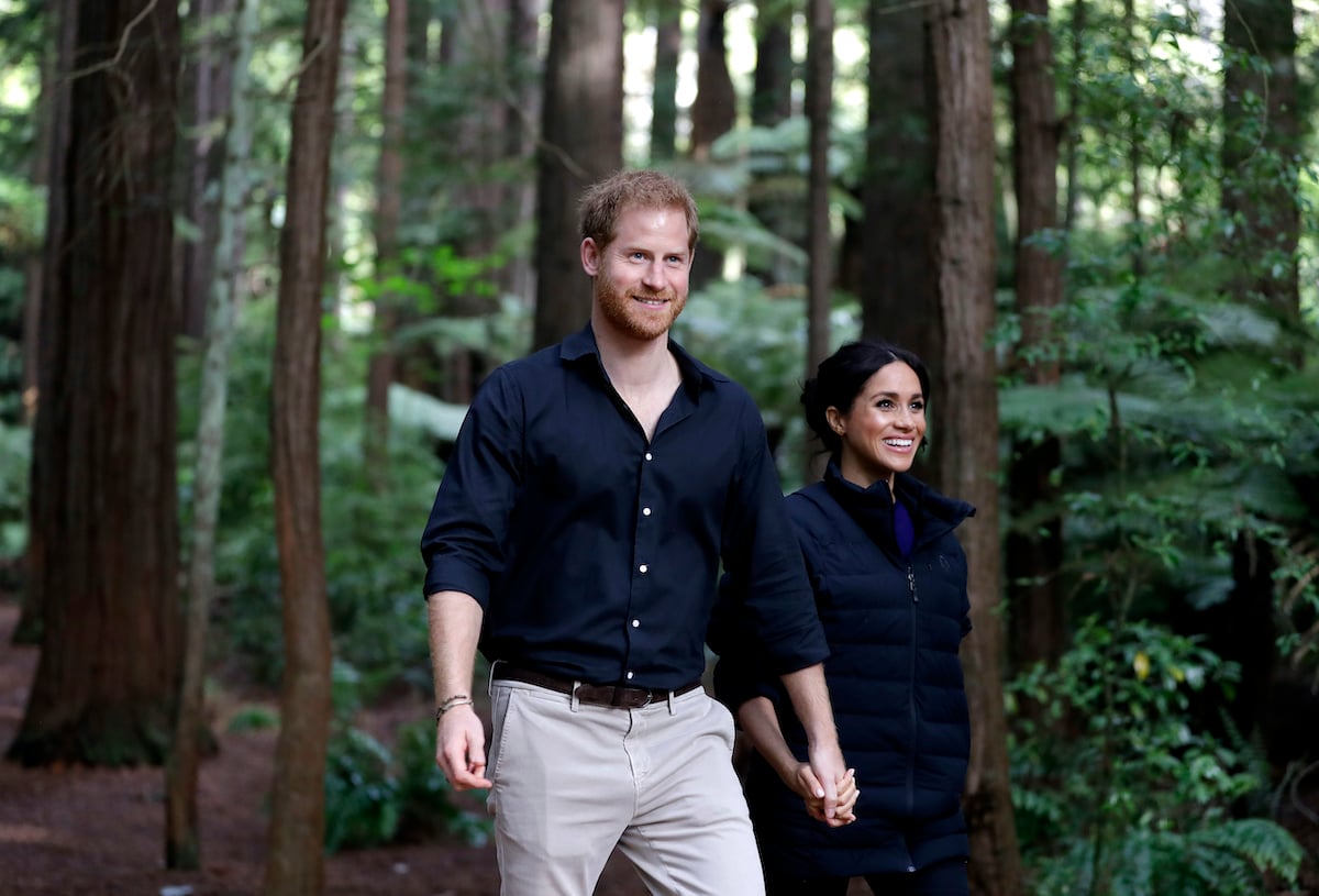 Prince Harry and Meghan, Duchess of Sussex in the Redwood Forest of New Zealand