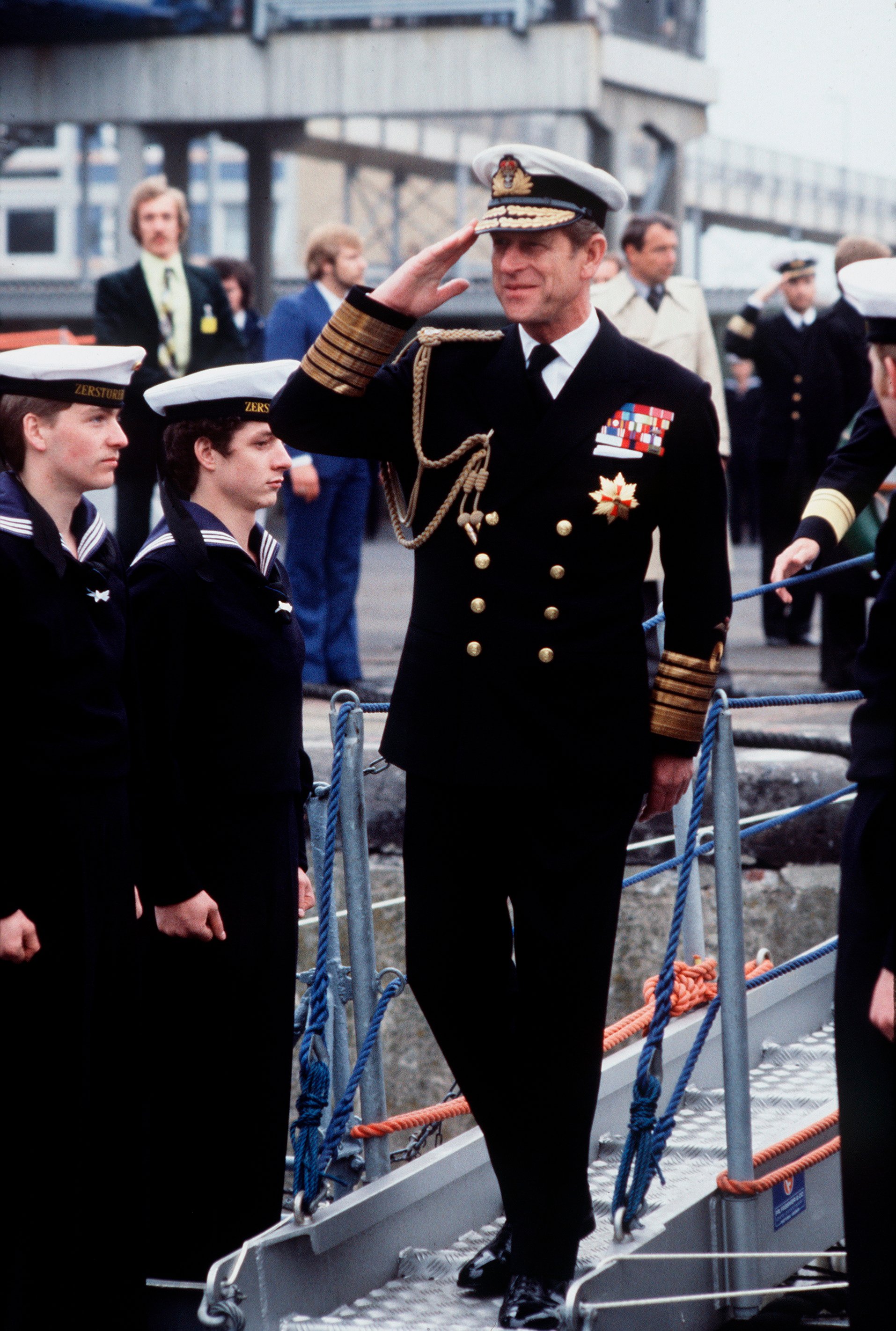 Prince Philip in Uniform of Admiral of The Fleet in Bremerhaven, Germany