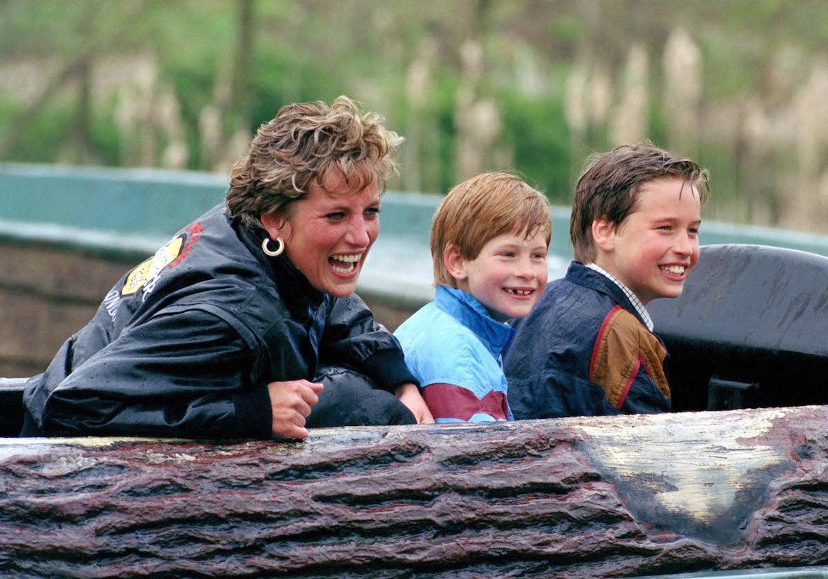 Princess Diana with Prince William and Prince Harry at the amusement park