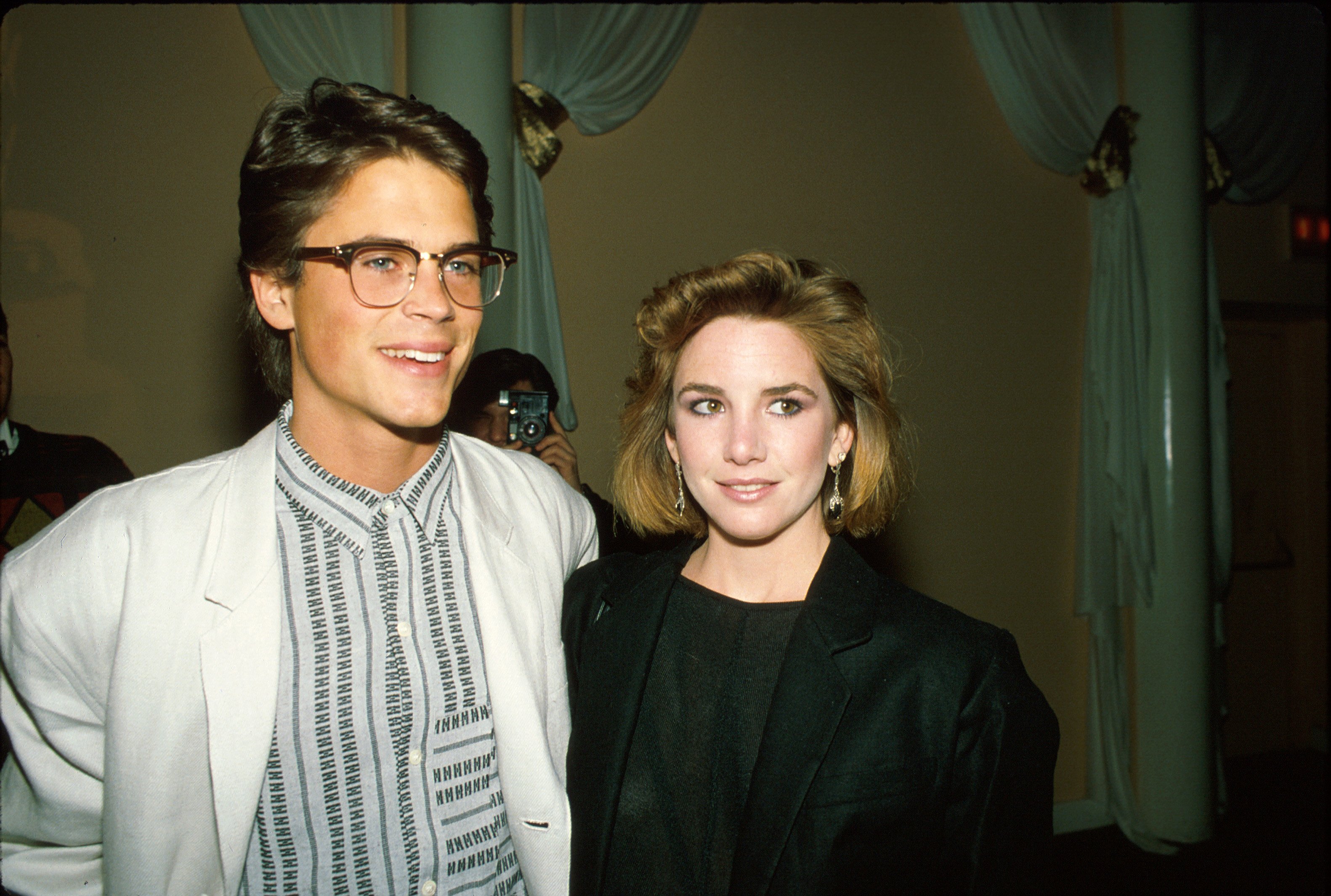 A close-up of Rob Lowe and Melissa Gilbert 1984. 