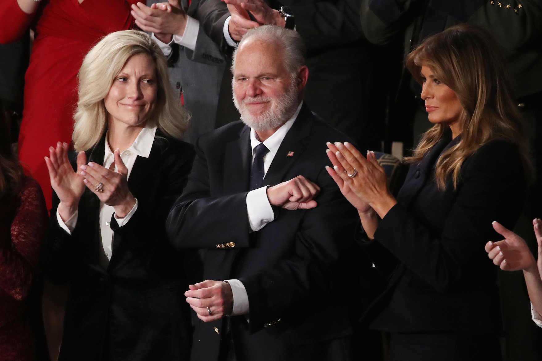 Rush Limbaugh and wife Kathryn Adams Limbaugh attend the State of the Union address