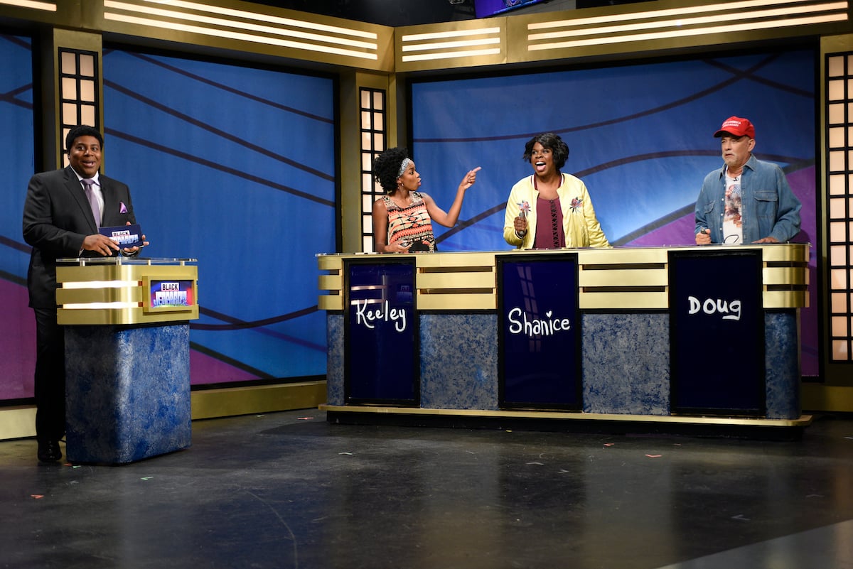 'Saturday Night Live's 'Black Jeopardy skit' starring Kenan Thompson as Darnell Hayes, Sasheer Zamata as Keely, Leslie Jones as Shanice, and Tom Hanks as Doug