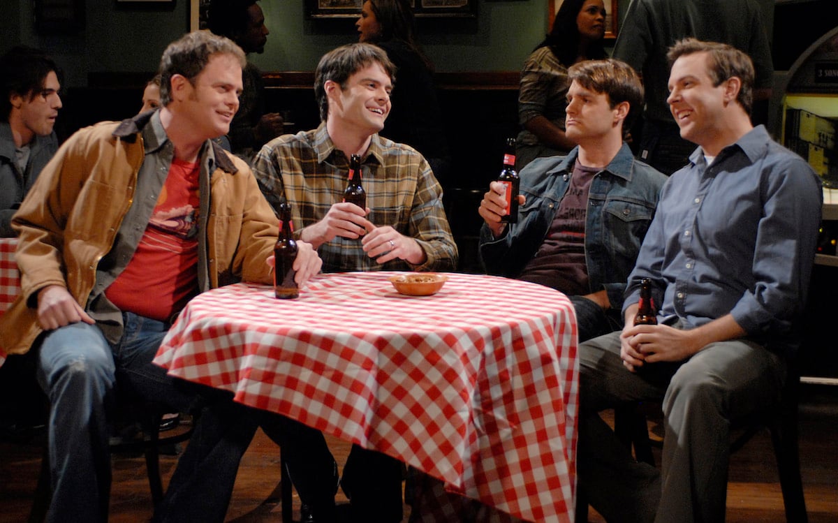 Rainn Wilson, Bill Hader, Will Forte, Jason Sudeikis as friends during "Song Memories" skit on February 24, 2007