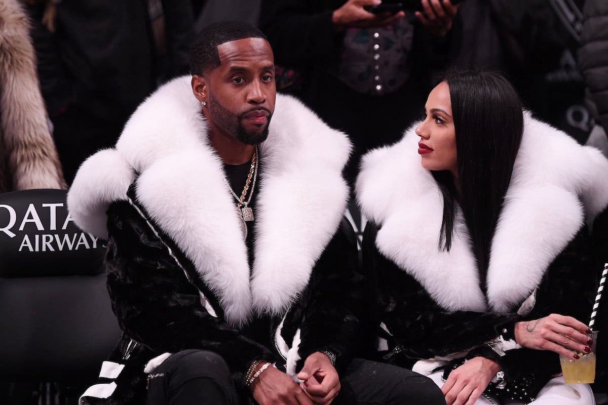 Safaree Samuels and Erica Mena attend the game between the Utah Jazz and the Brooklyn Nets at Barclays Cente